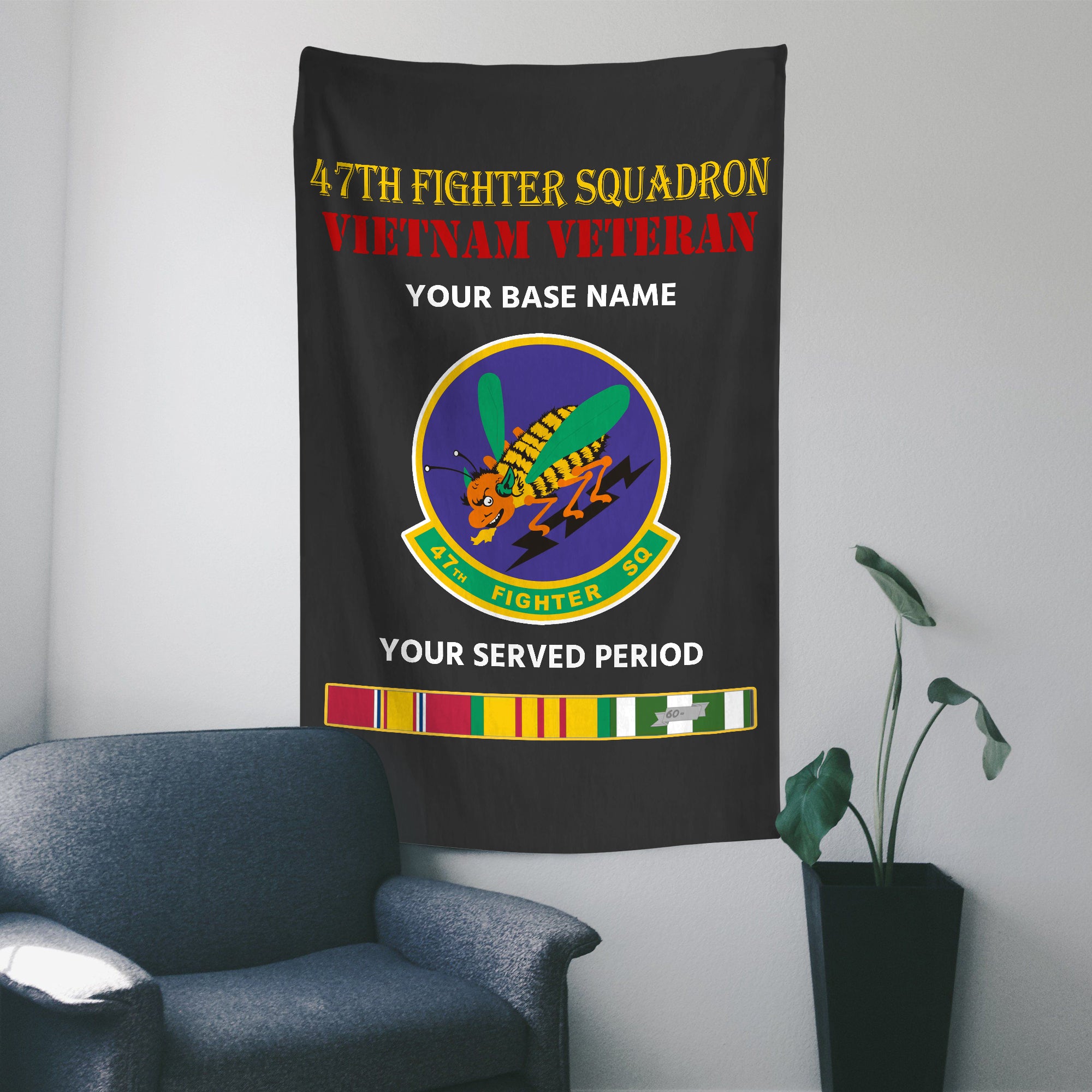 47TH FIGHTER SQUADRON WALL FLAG VERTICAL HORIZONTAL 36 x 60 INCHES WAL ...
