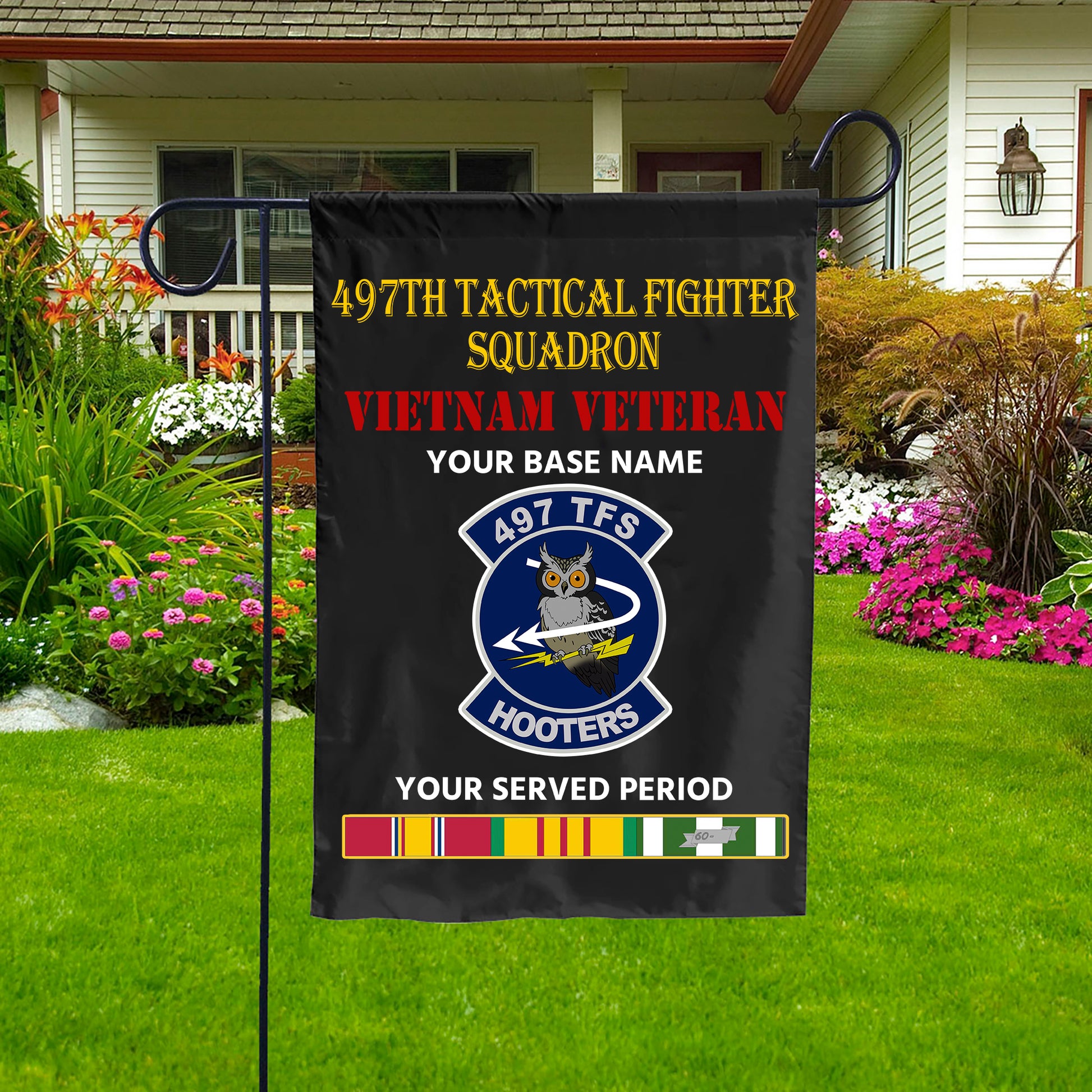 497TH TACTICAL FIGHTER SQUADRON DOUBLE-SIDED PRINTED 12"x18" GARDEN FLAG