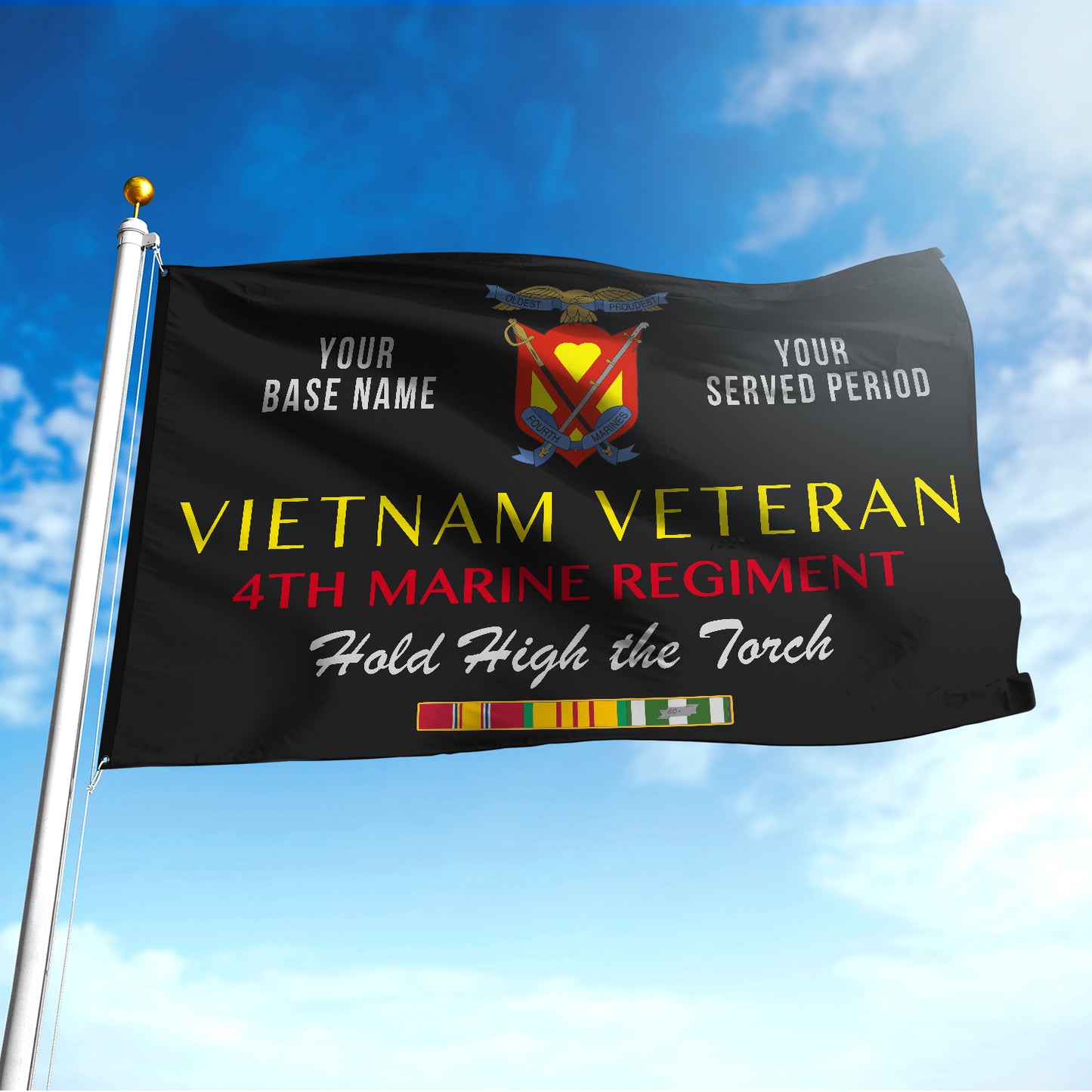 4TH MARINE REGIMENT DOUBLE-SIDED PRINTED 30"x40" FLAG