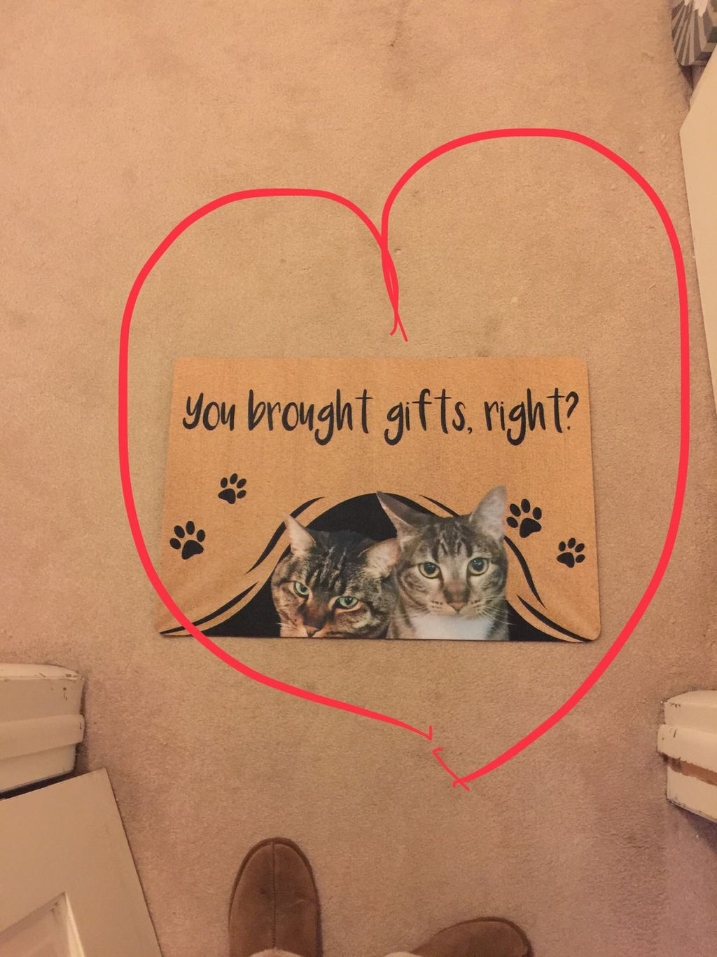 YOU BROUGHT GIFTS, RIGHT? CUSTOM FUNNY PET DOORMAT