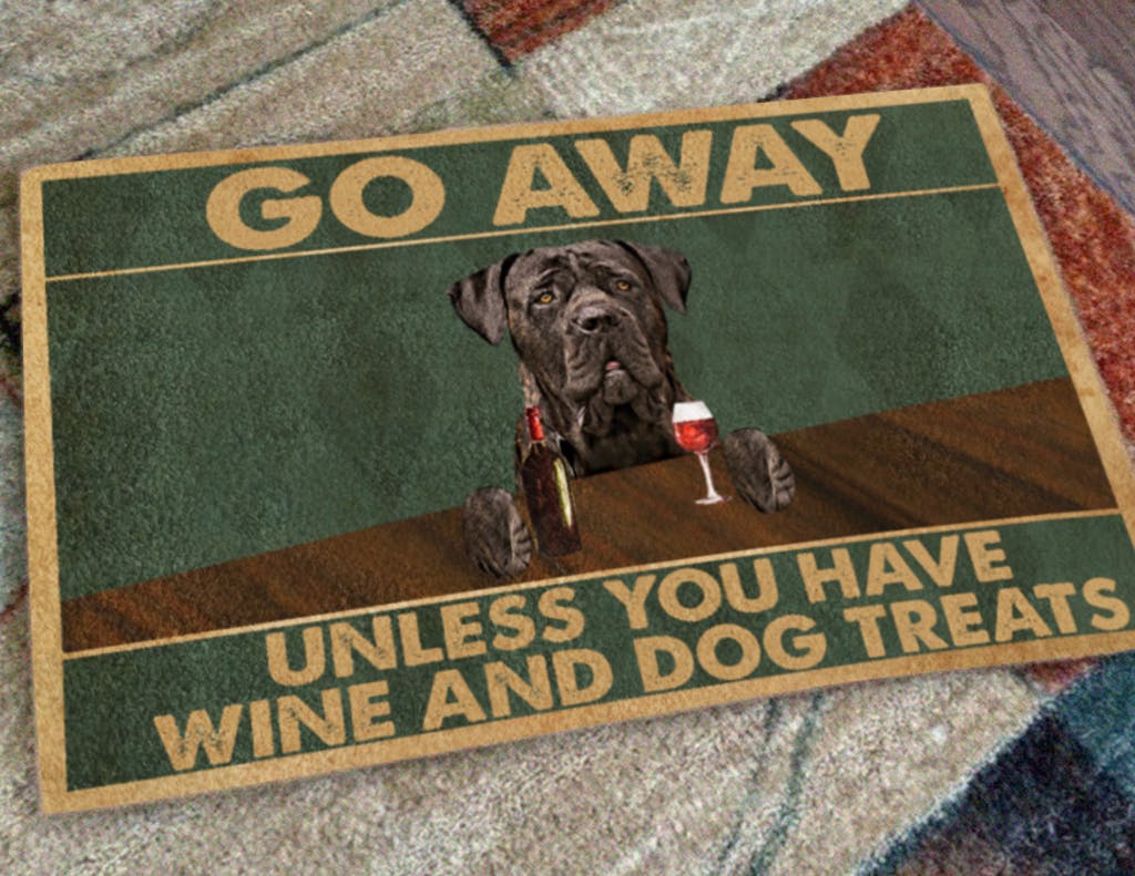GO AWAY! UNLESS YOU HAVE BEER AND DOG TREATS - CUSTOM FUNNY PET DOORMAT