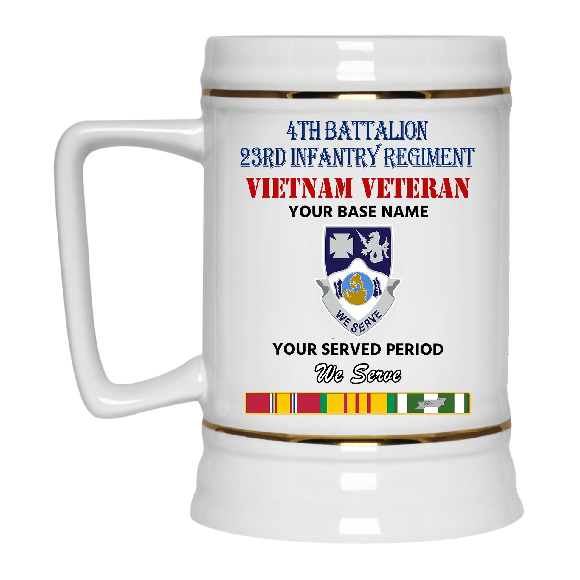 4TH BATTALION 23RD INFANTRY REGIMENT BEER STEIN 22oz GOLD TRIM BEER STEIN