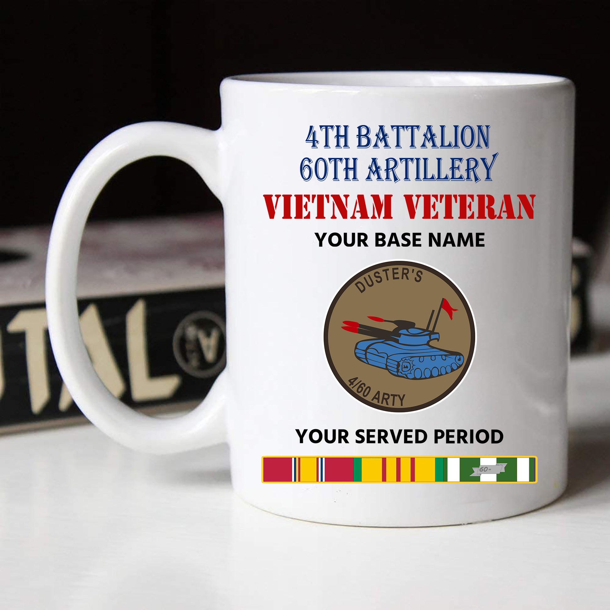 4TH BATTALION 60TH ARTILLERY BLACK WHITE 11oz 15oz COFFEE MUG
