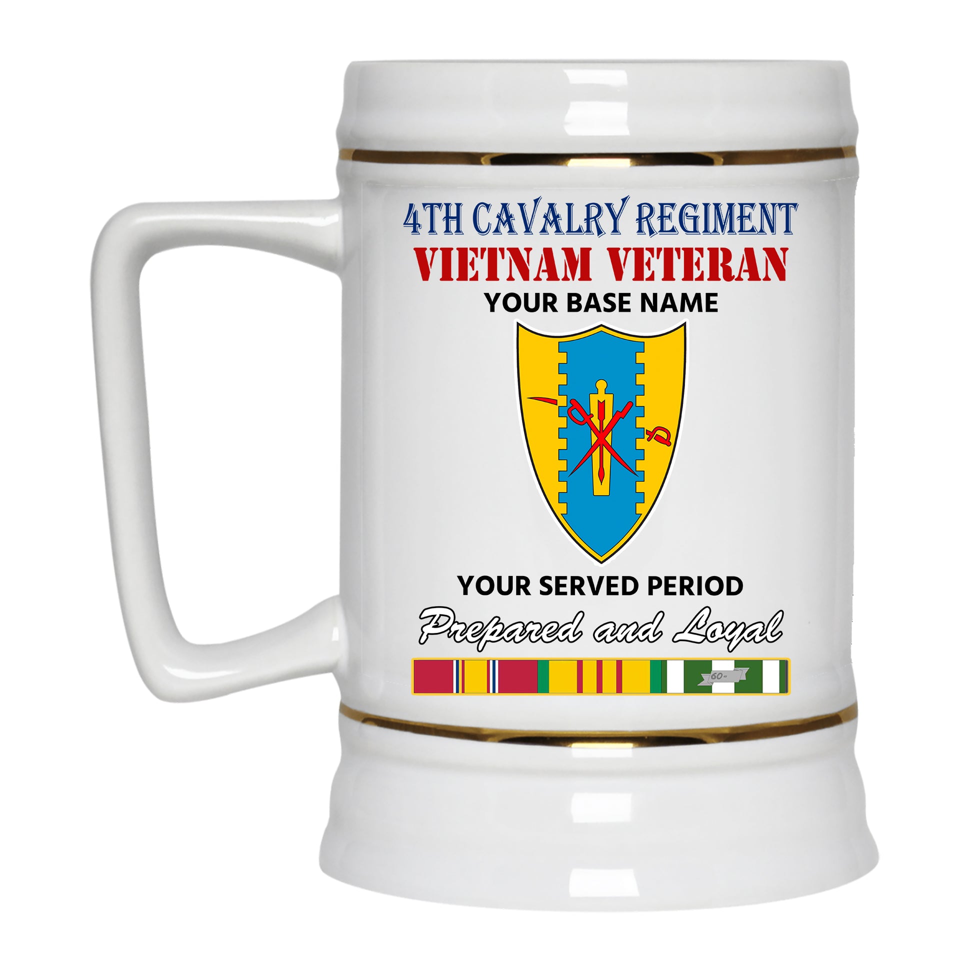 4TH CAVALRY REGIMENT BEER STEIN 22oz GOLD TRIM BEER STEIN