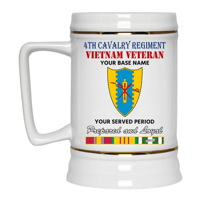 4TH CAVALRY REGIMENT BEER STEIN 22oz GOLD TRIM BEER STEIN