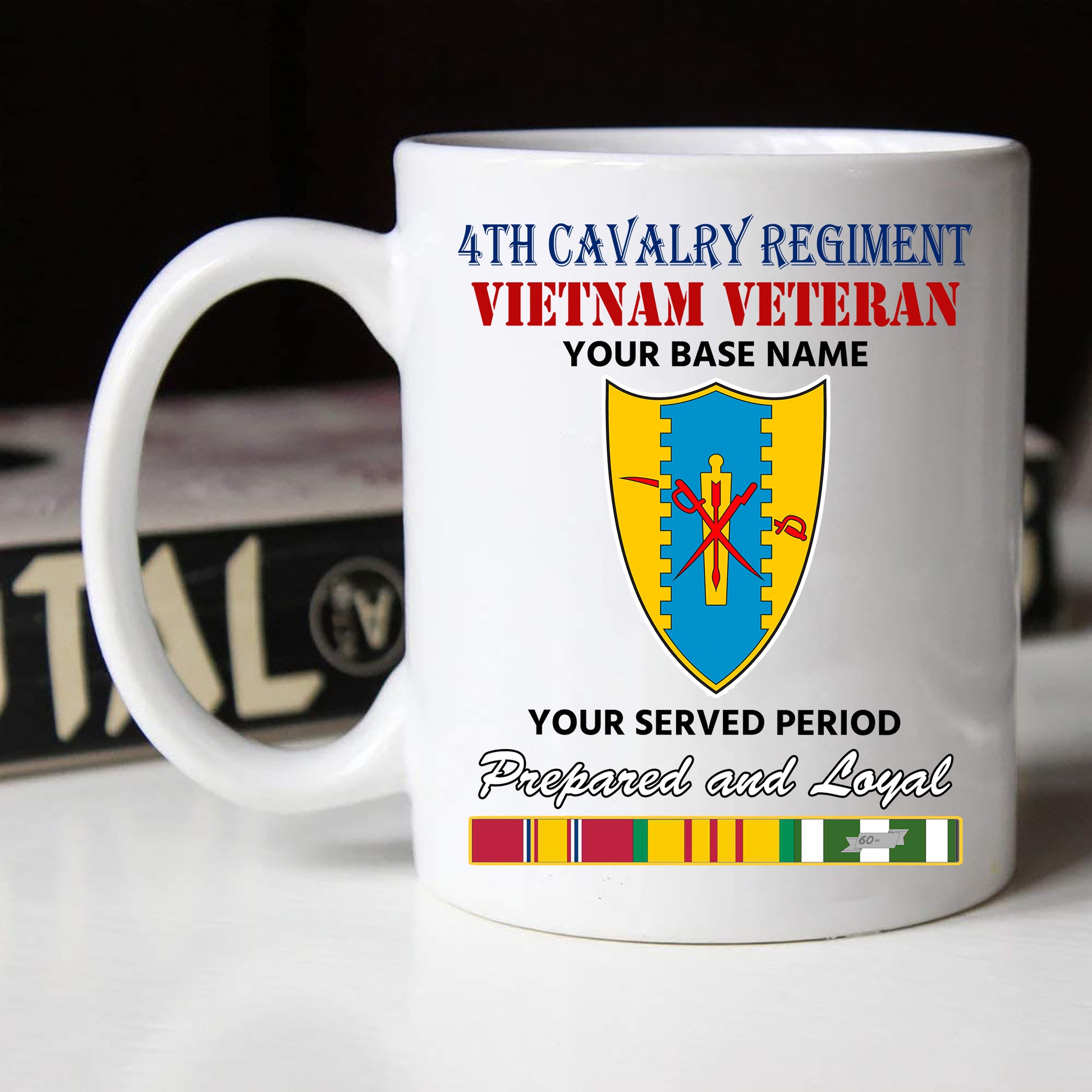 4TH CAVALRY REGIMENT BLACK WHITE 11oz 15oz COFFEE MUG