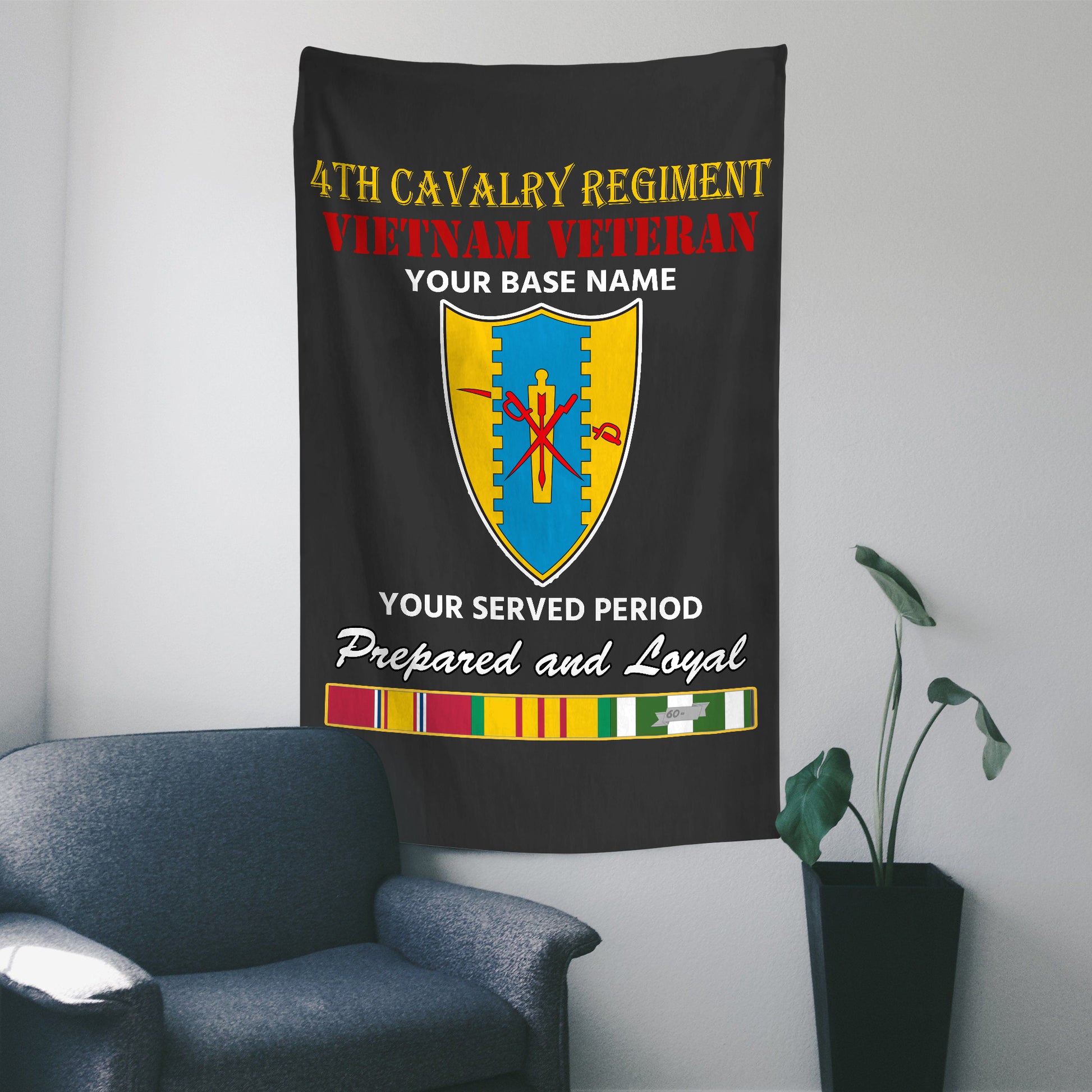 4TH CAVALRY REGIMENT WALL FLAG VERTICAL HORIZONTAL 36 x 60 INCHES WALL FLAG