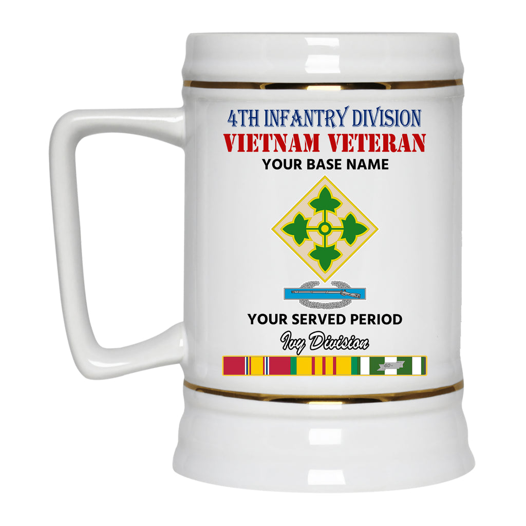 4TH CIB BEER STEIN 22oz GOLD TRIM BEER STEIN