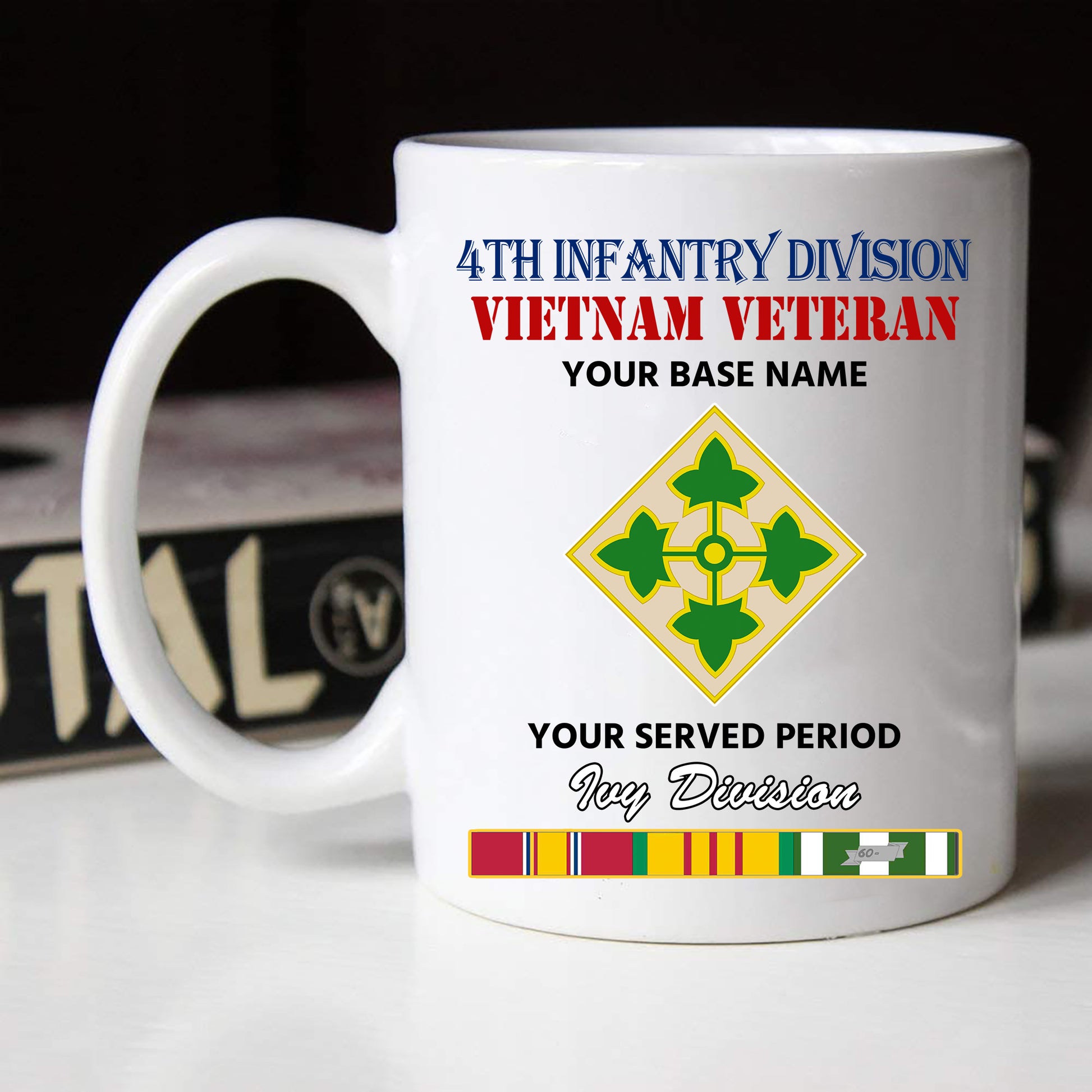 4TH INFANTRY DIVISION BLACK WHITE 11oz 15oz COFFEE MUG