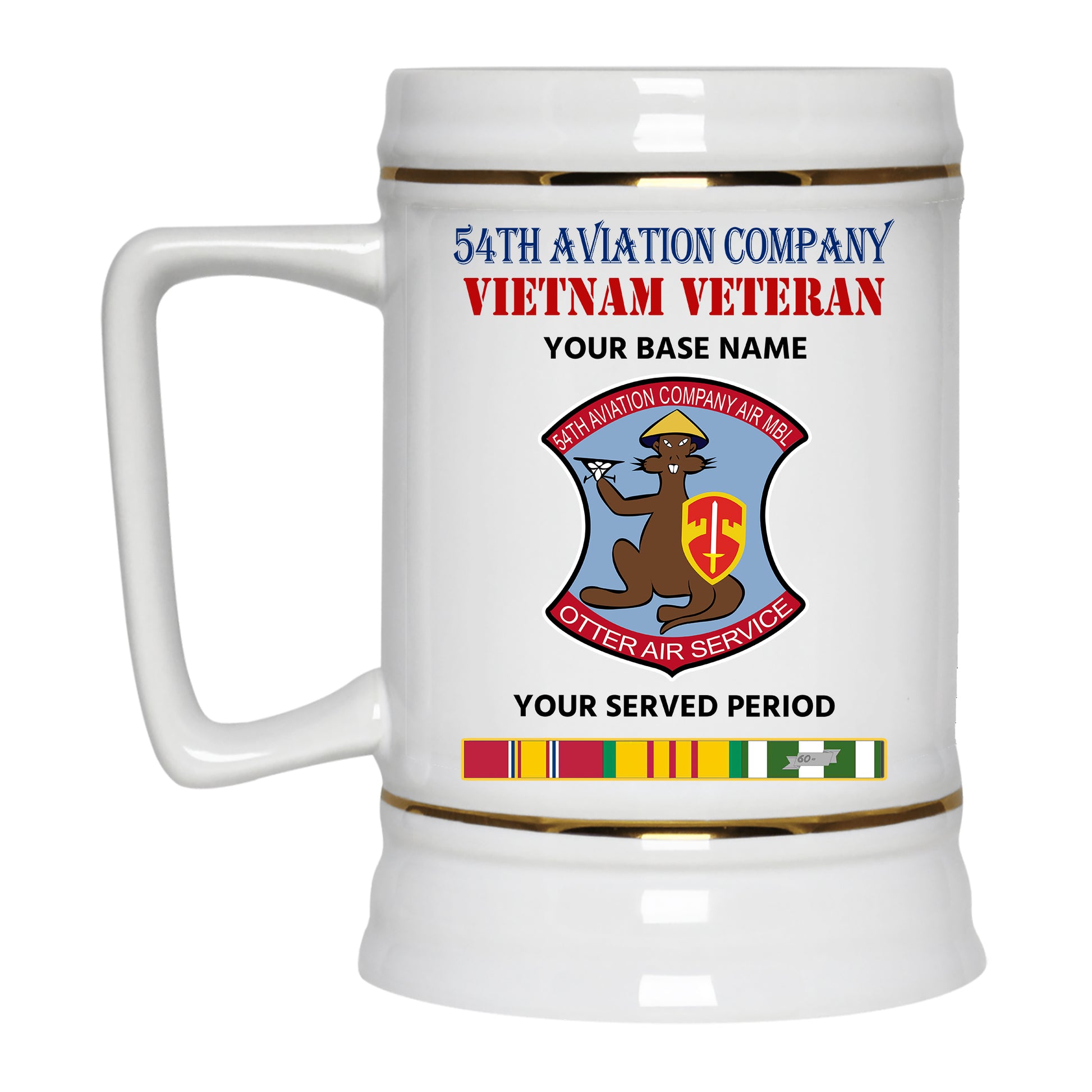 54TH AVIATION COMPANY BEER STEIN 22oz GOLD TRIM BEER STEIN
