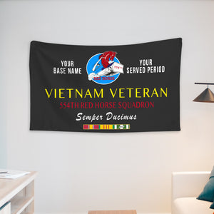 554TH RED HORSE SQUADRON WALL FLAG VERTICAL HORIZONTAL 36 x 60 INCHES WALL FLAG