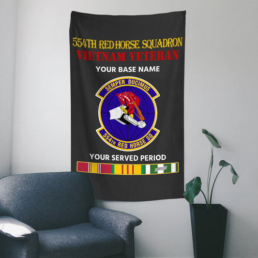 554TH RED HORSE SQUADRON WALL FLAG VERTICAL HORIZONTAL 36 x 60 INCHES WALL FLAG