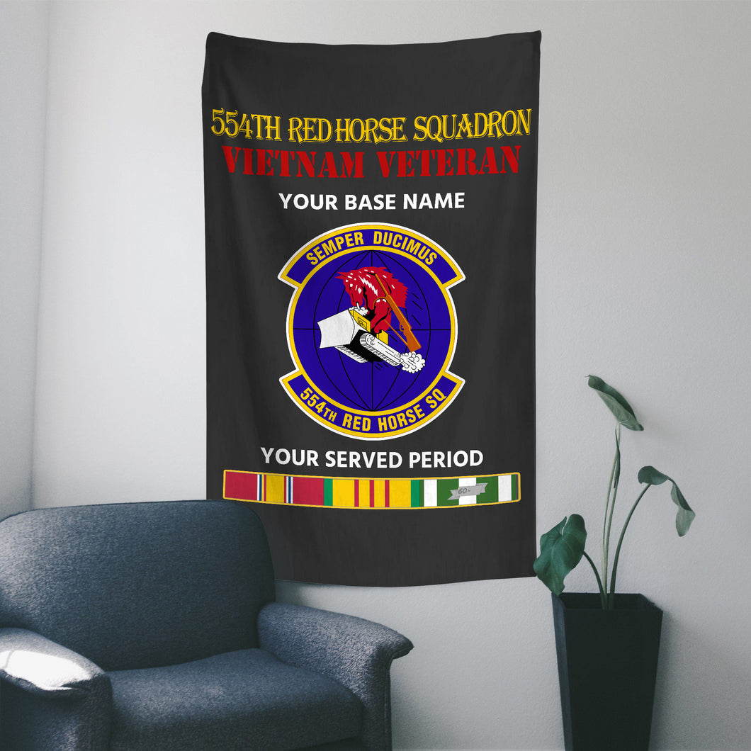 554TH RED HORSE SQUADRON WALL FLAG VERTICAL HORIZONTAL 36 x 60 INCHES WALL FLAG