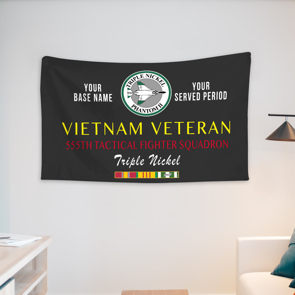 555TH TACTICAL FIGHTER SQUADRON WALL FLAG VERTICAL HORIZONTAL 36 x 60 INCHES WALL FLAG