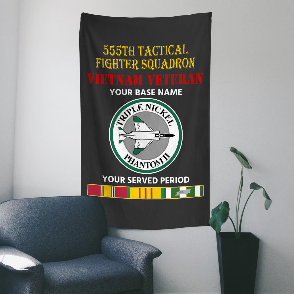 555TH TACTICAL FIGHTER SQUADRON WALL FLAG VERTICAL HORIZONTAL 36 x 60 INCHES WALL FLAG