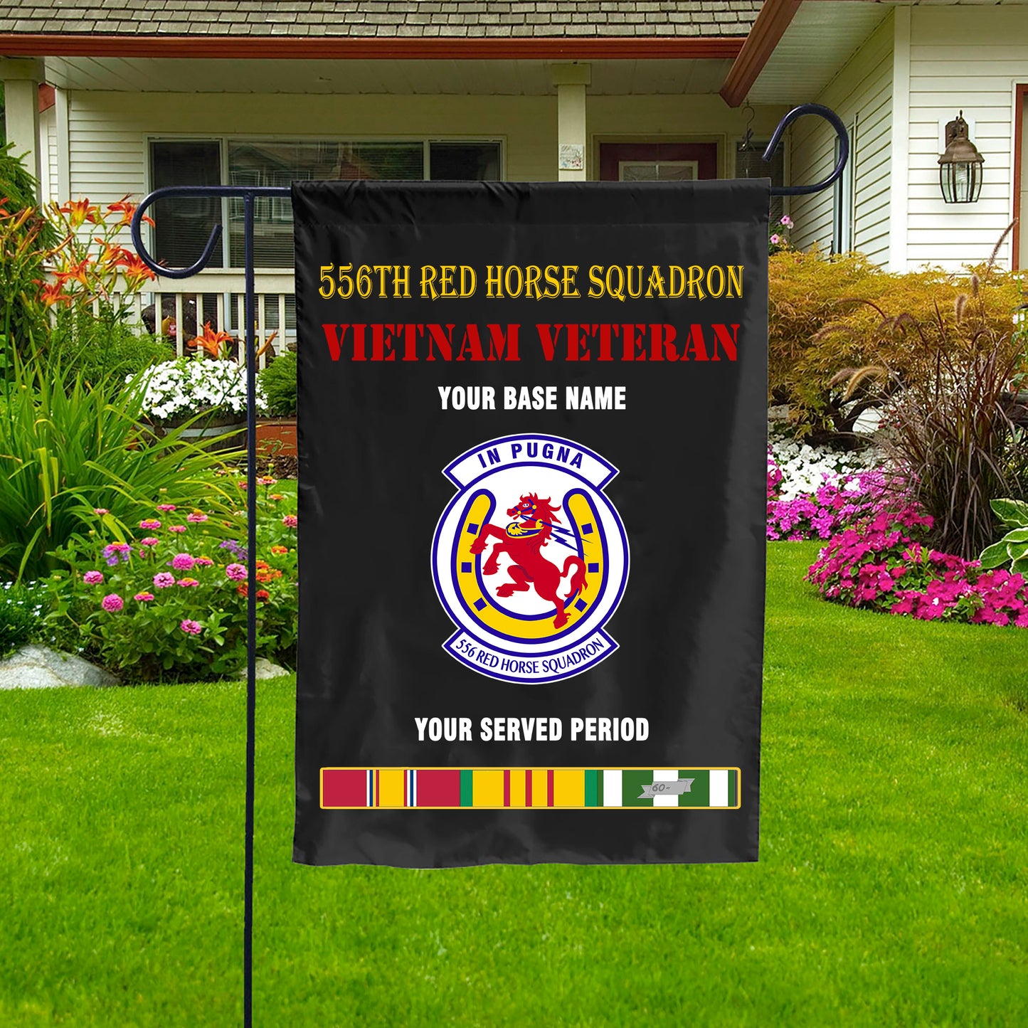 556TH RED HORSE SQUADRON DOUBLE-SIDED PRINTED 12"x18" GARDEN FLAG