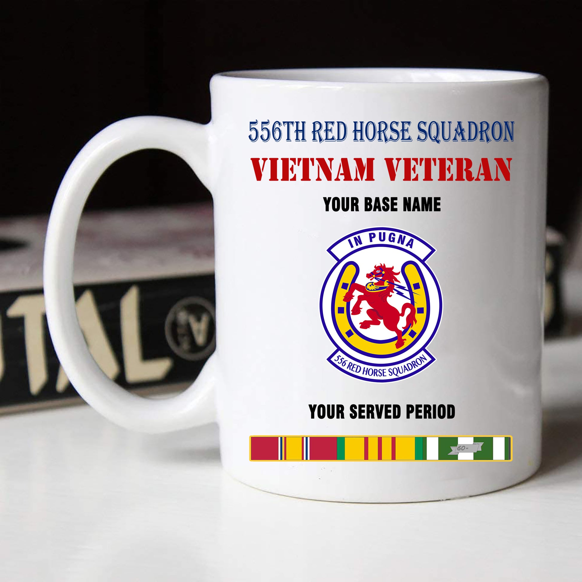 556TH RED HORSE SQUADRON BLACK WHITE 11oz 15oz COFFEE MUG