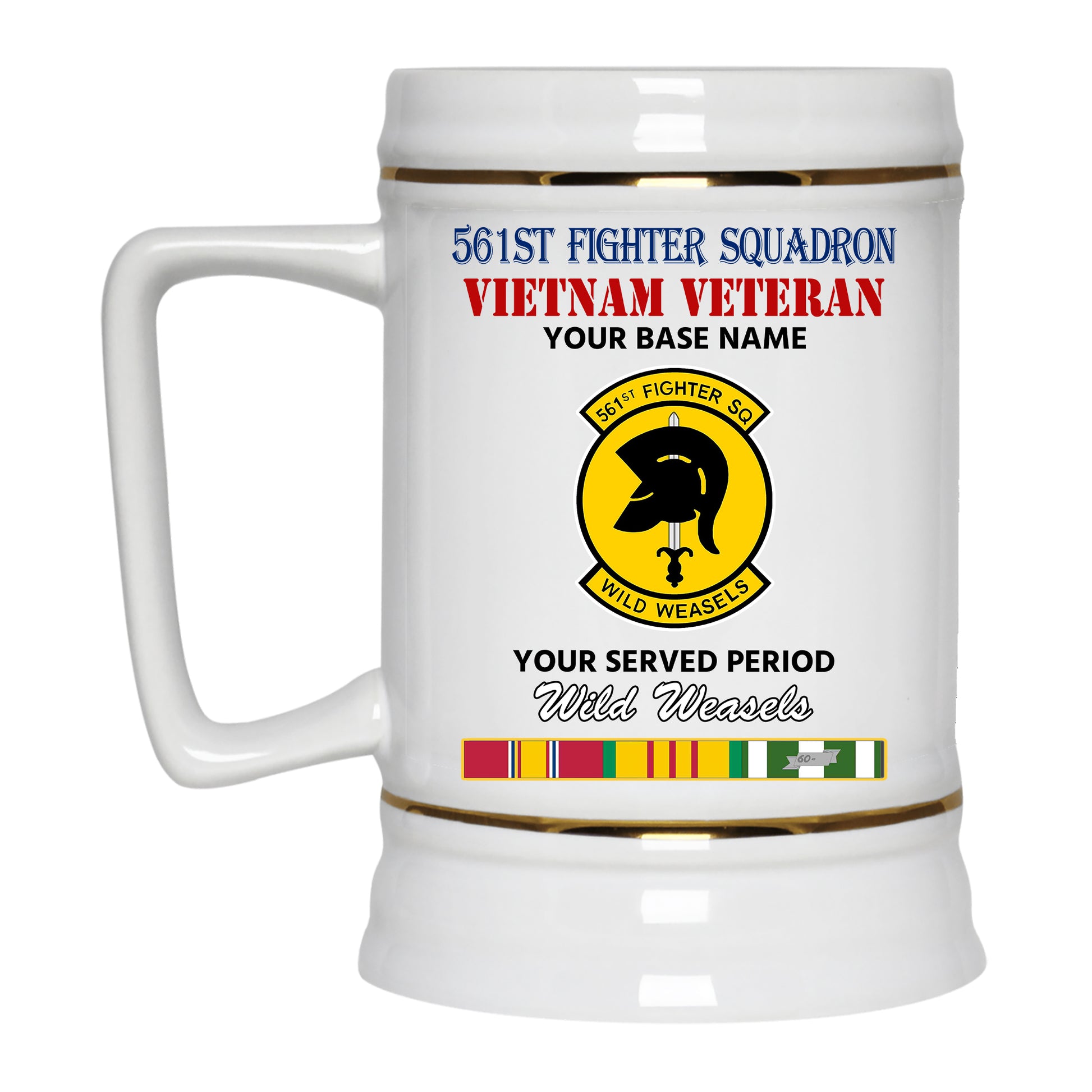 561ST FIGHTER SQUADRON BEER STEIN 22oz GOLD TRIM BEER STEIN