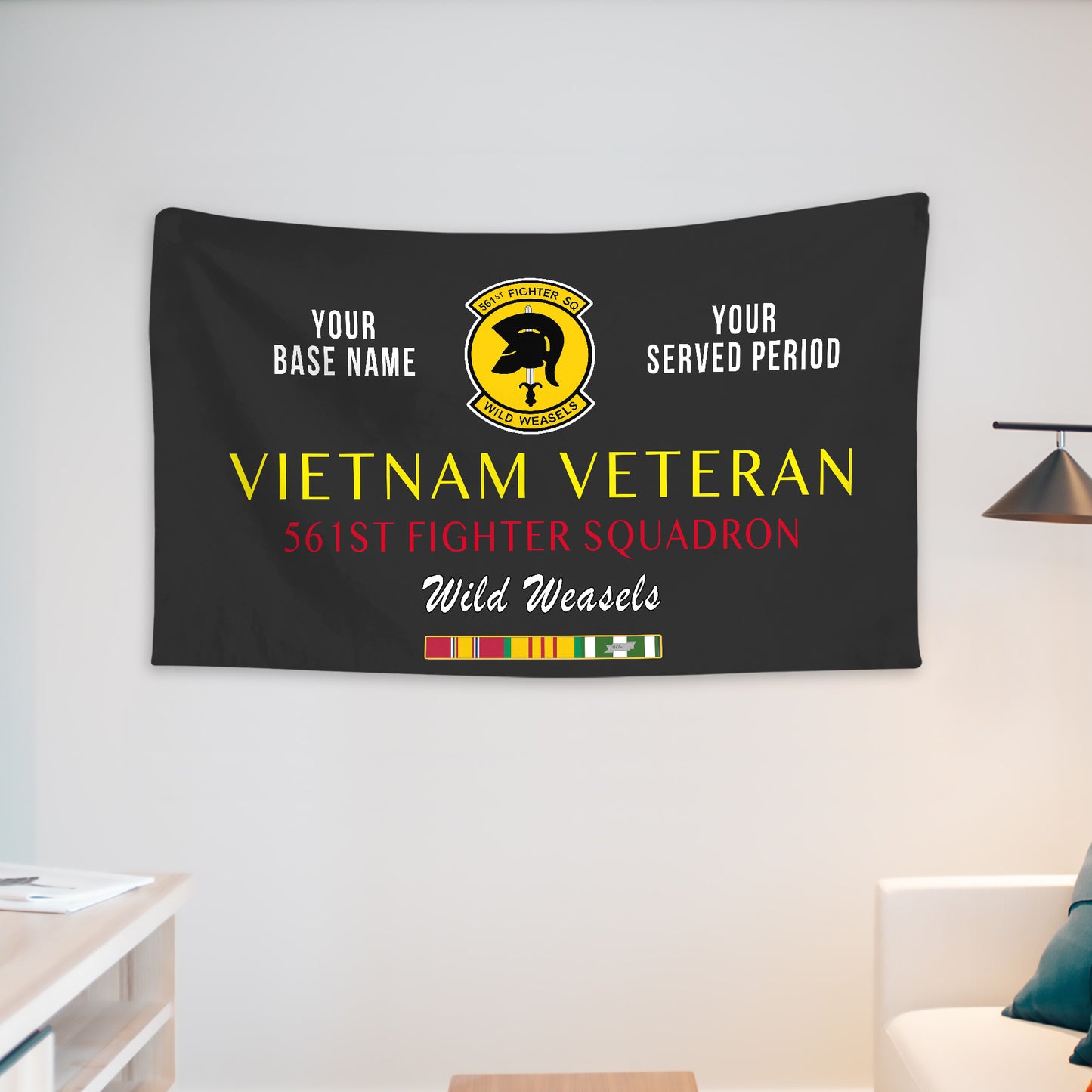 561ST FIGHTER SQUADRON WALL FLAG VERTICAL HORIZONTAL 36 x 60 INCHES WALL FLAG