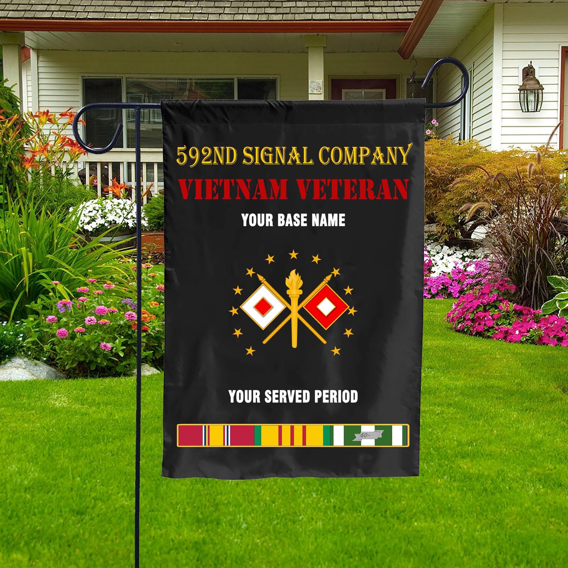 592ND SIGNAL COMPANY DOUBLE-SIDED PRINTED 12"x18" GARDEN FLAG