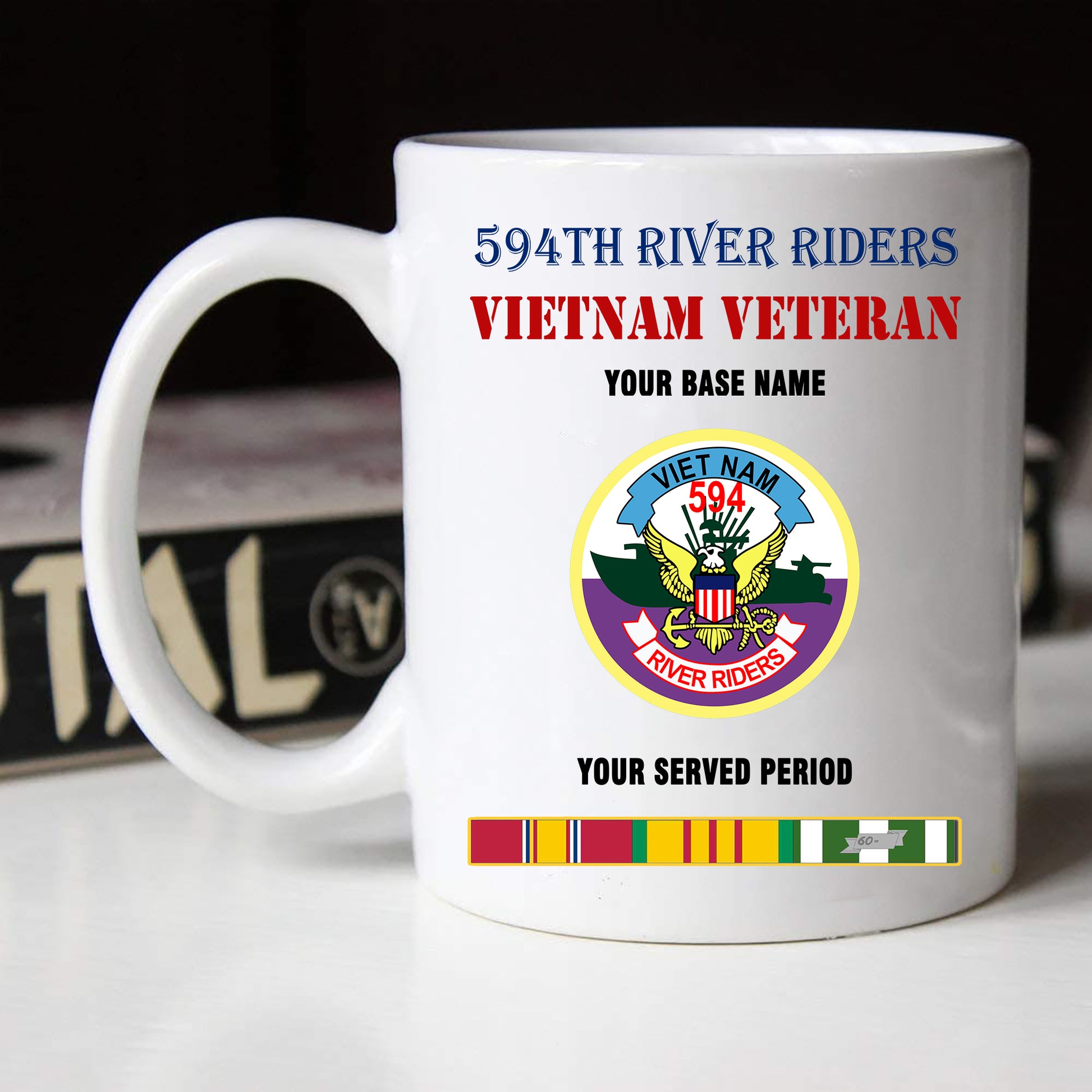 594TH RIVER RIDERS BLACK WHITE 11oz 15oz COFFEE MUG