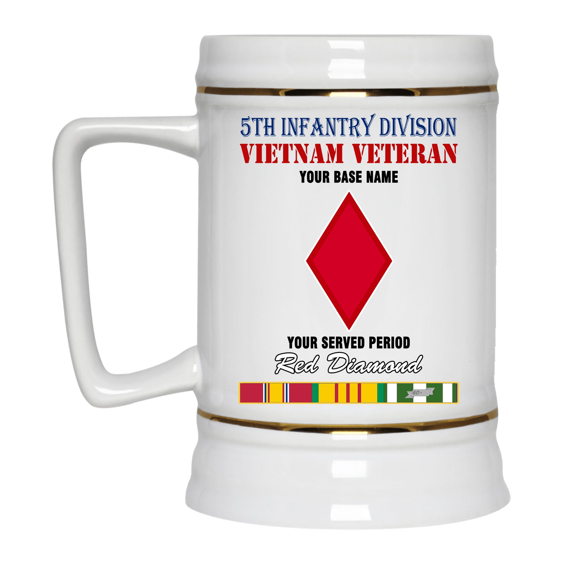 5TH INFANTRY DIVISION BEER STEIN 22oz GOLD TRIM BEER STEIN