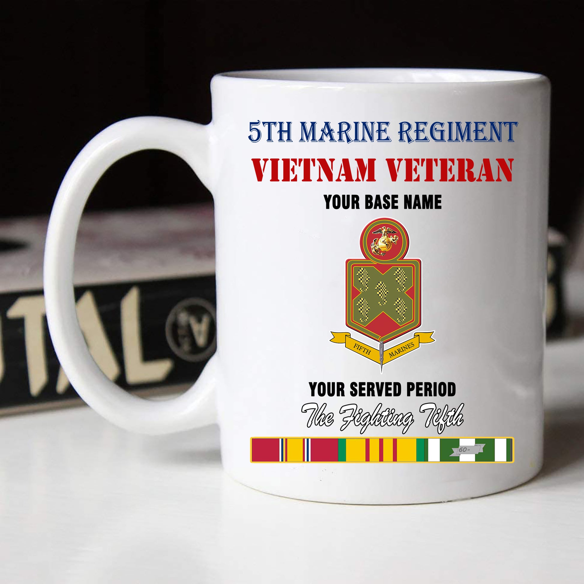 5TH MARINE REGIMENT BLACK WHITE 11oz 15oz COFFEE MUG
