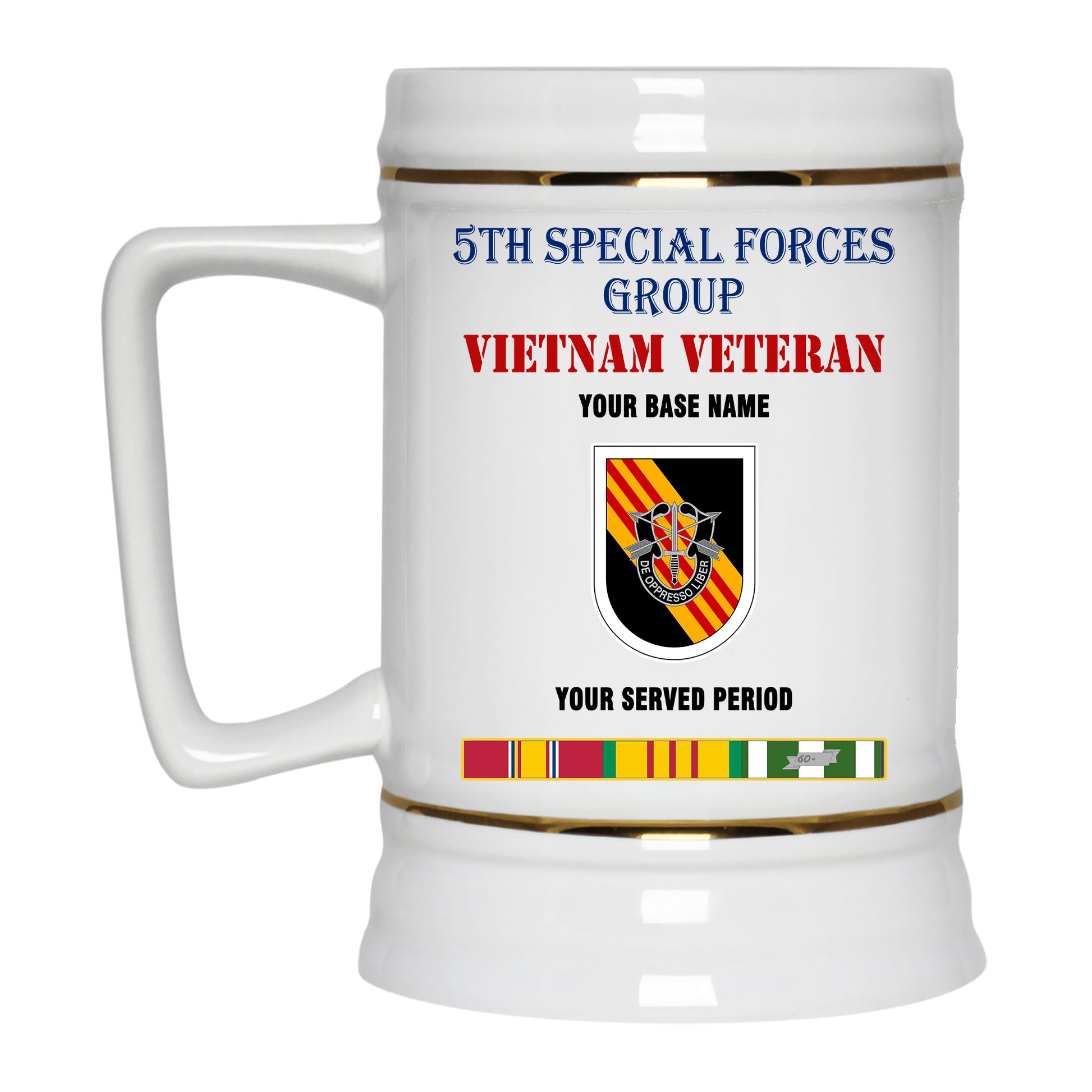 5TH SPECIAL FORCES GROUP 2 BEER STEIN 22oz GOLD TRIM BEER STEIN