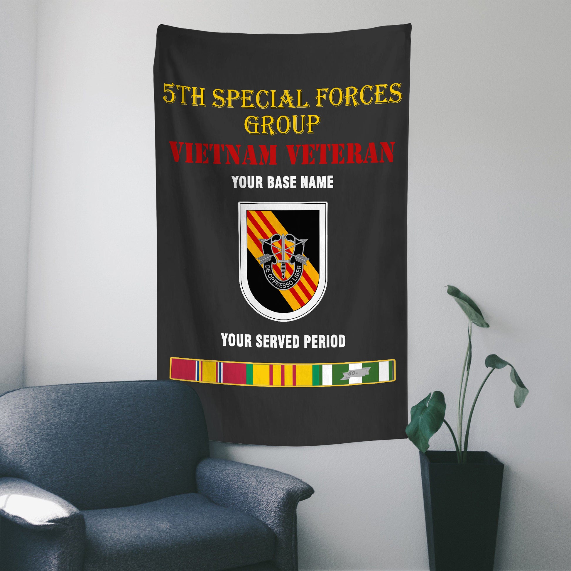 5TH SPECIAL FORCES GROUP 2 WALL FLAG VERTICAL HORIZONTAL 36 x 60 INCHES WALL FLAG