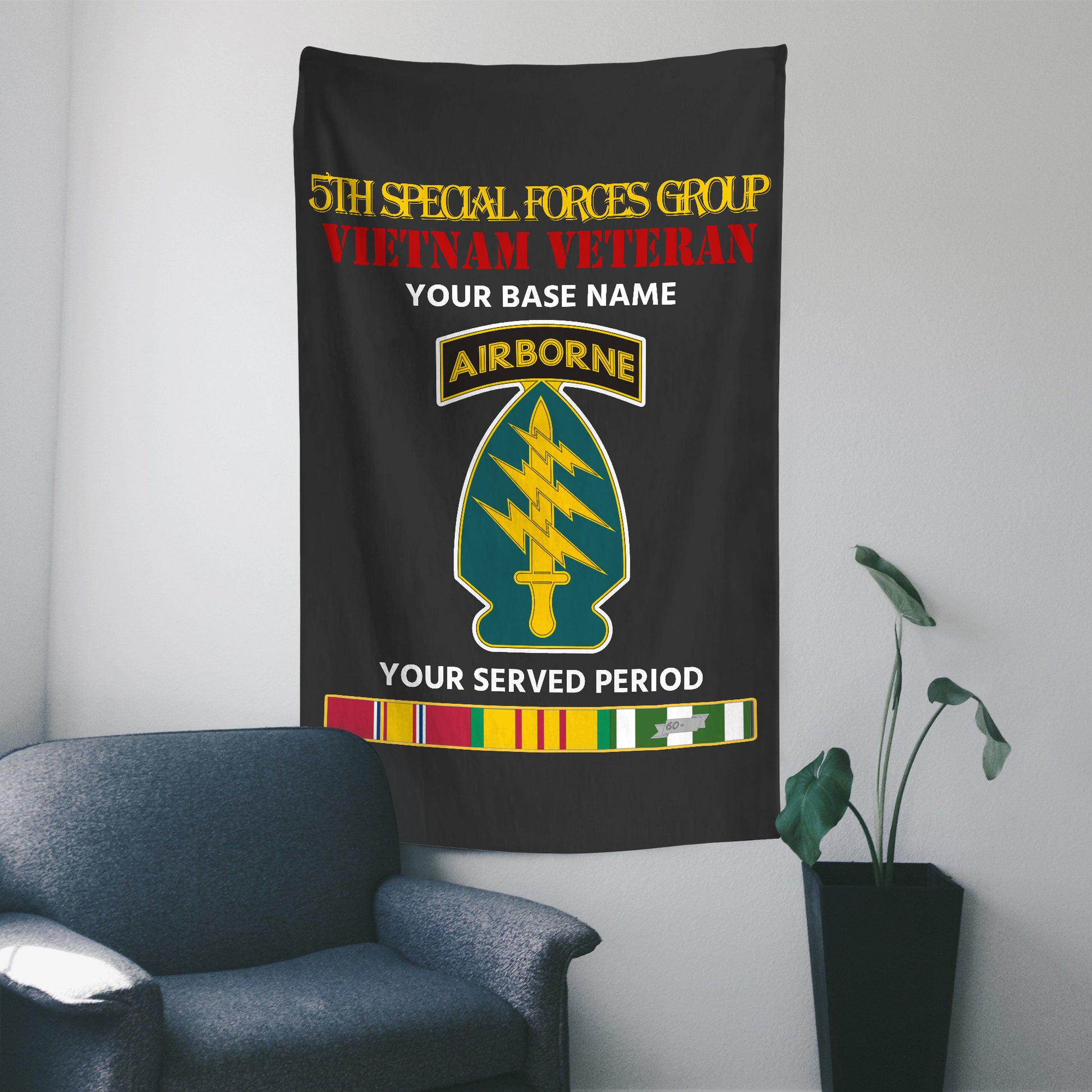 5TH SPECIAL FORCES GROUP WALL FLAG VERTICAL HORIZONTAL 36 x 60 INCHES WALL FLAG