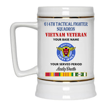 Load image into Gallery viewer, 614TH TACTICAL FIGHTER SQUADRON BEER STEIN 22oz GOLD TRIM BEER STEIN