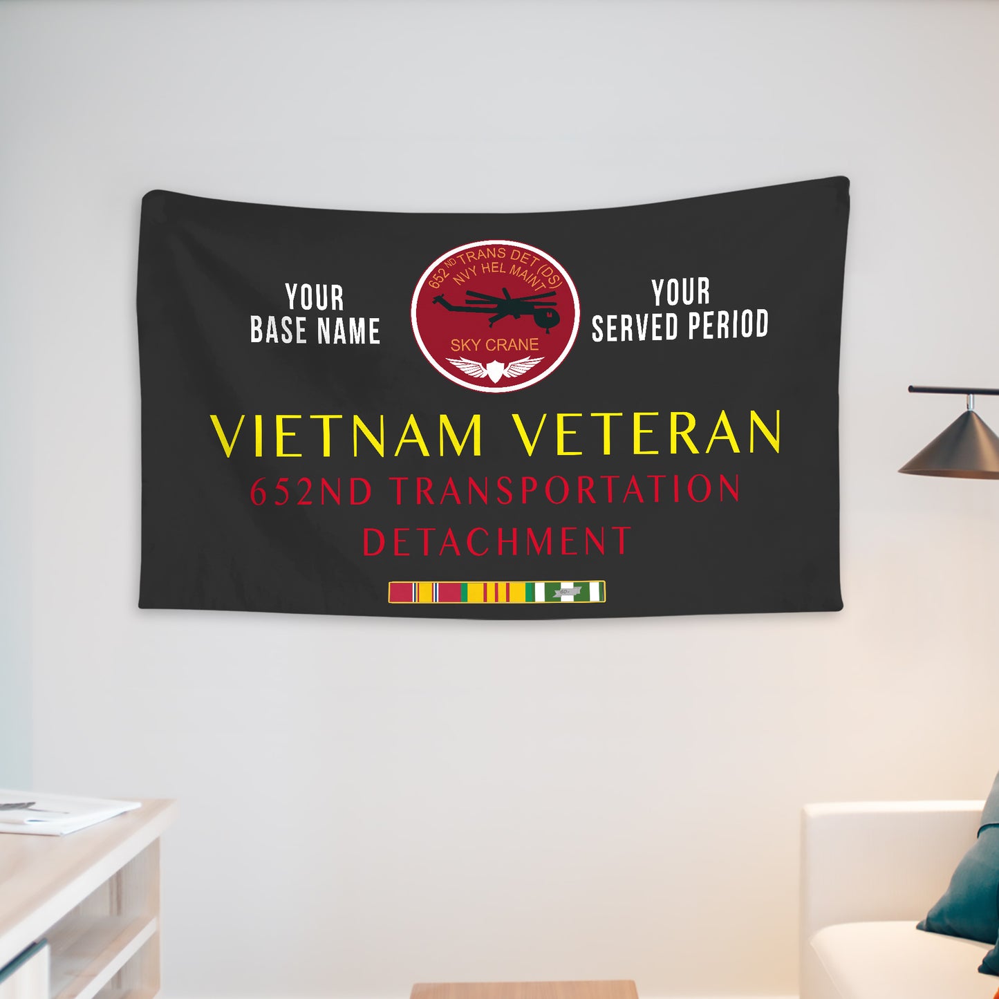 652ND TRANSPORTATION DETACHMENT WALL FLAG VERTICAL HORIZONTAL 36 x 60 INCHES WALL FLAG