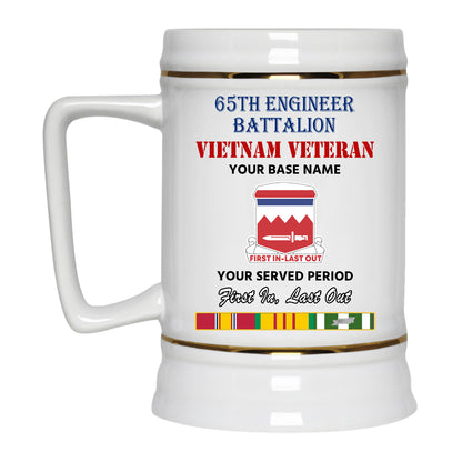 65TH ENGINEER BATTALION BEER STEIN 22oz GOLD TRIM BEER STEIN