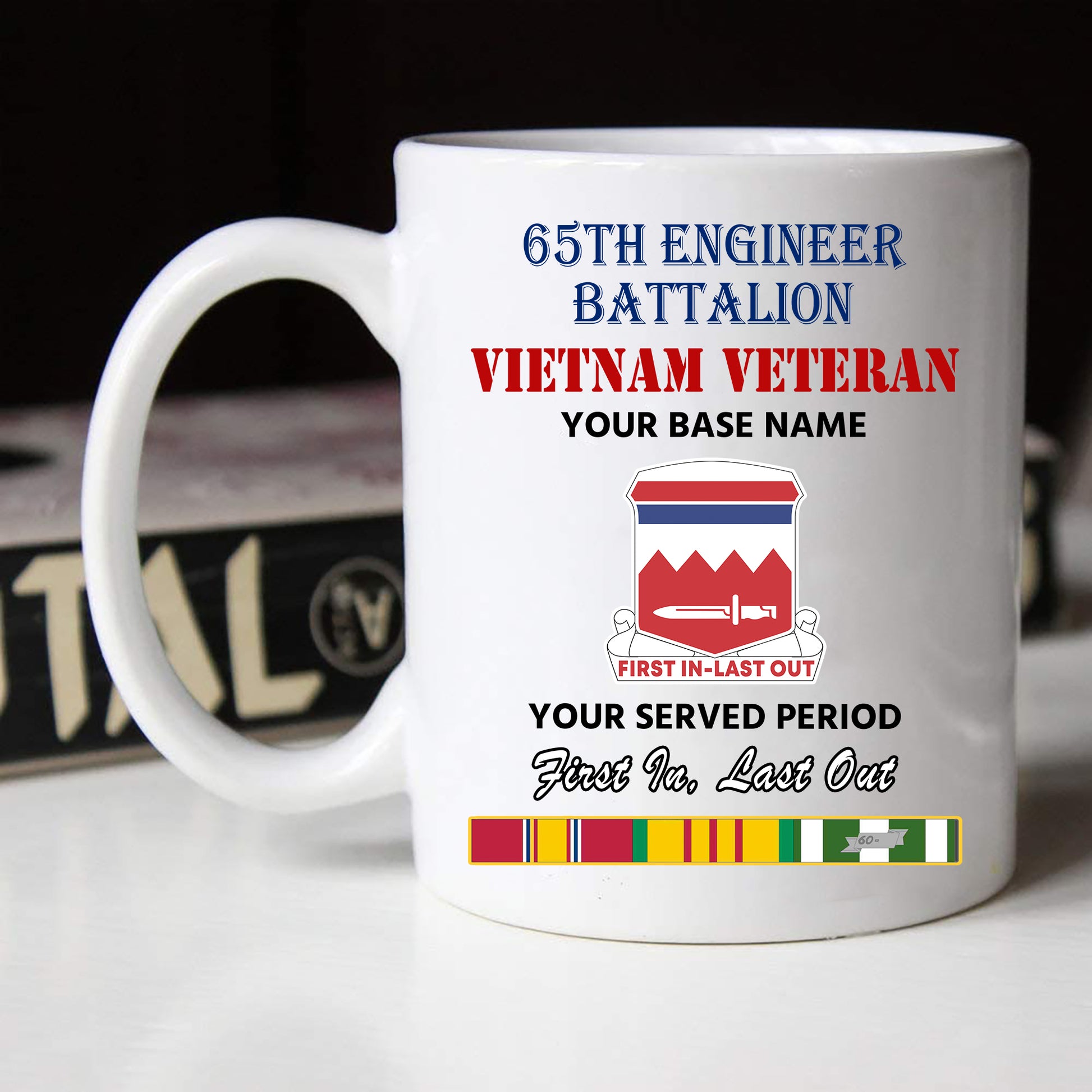 65TH ENGINEER BATTALION BLACK WHITE 11oz 15oz COFFEE MUG