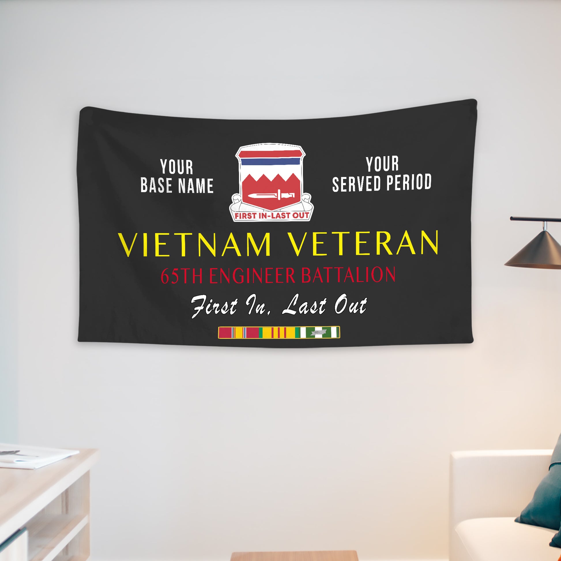 65TH ENGINEER BATTALION WALL FLAG VERTICAL HORIZONTAL 36 x 60 INCHES WALL FLAG