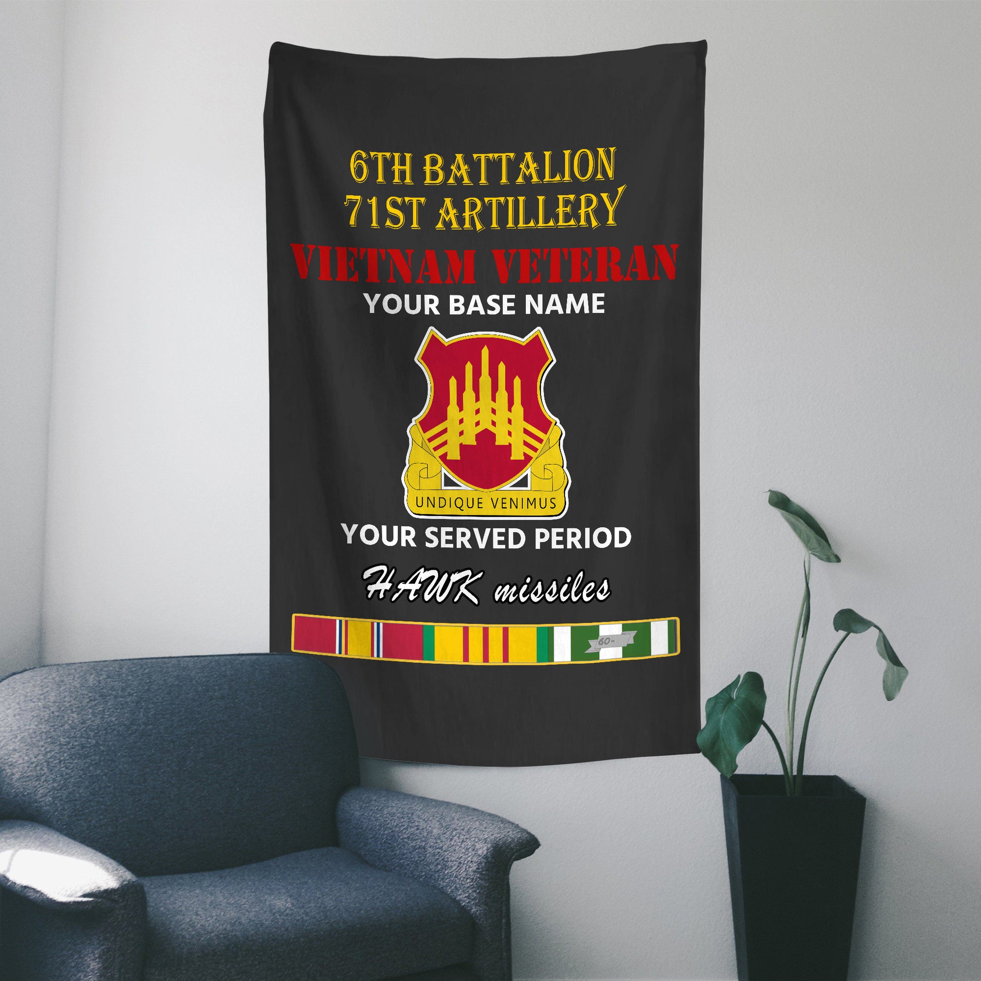 6TH BATTALION 71ST ARTILLERY WALL FLAG VERTICAL HORIZONTAL 36 x 60 INCHES WALL FLAG