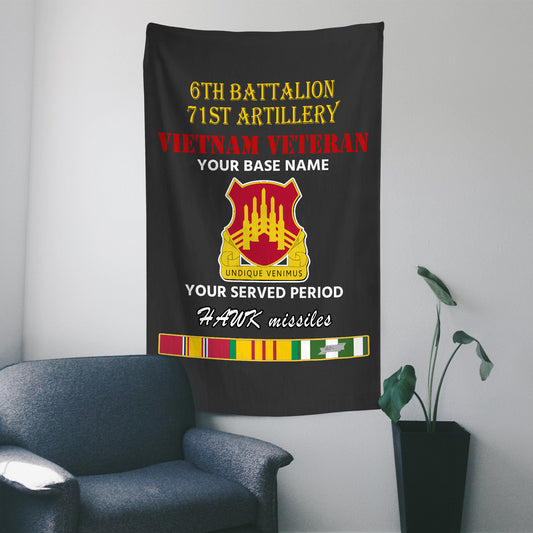 6TH BATTALION 71ST ARTILLERY WALL FLAG VERTICAL HORIZONTAL 36 x 60 INCHES WALL FLAG