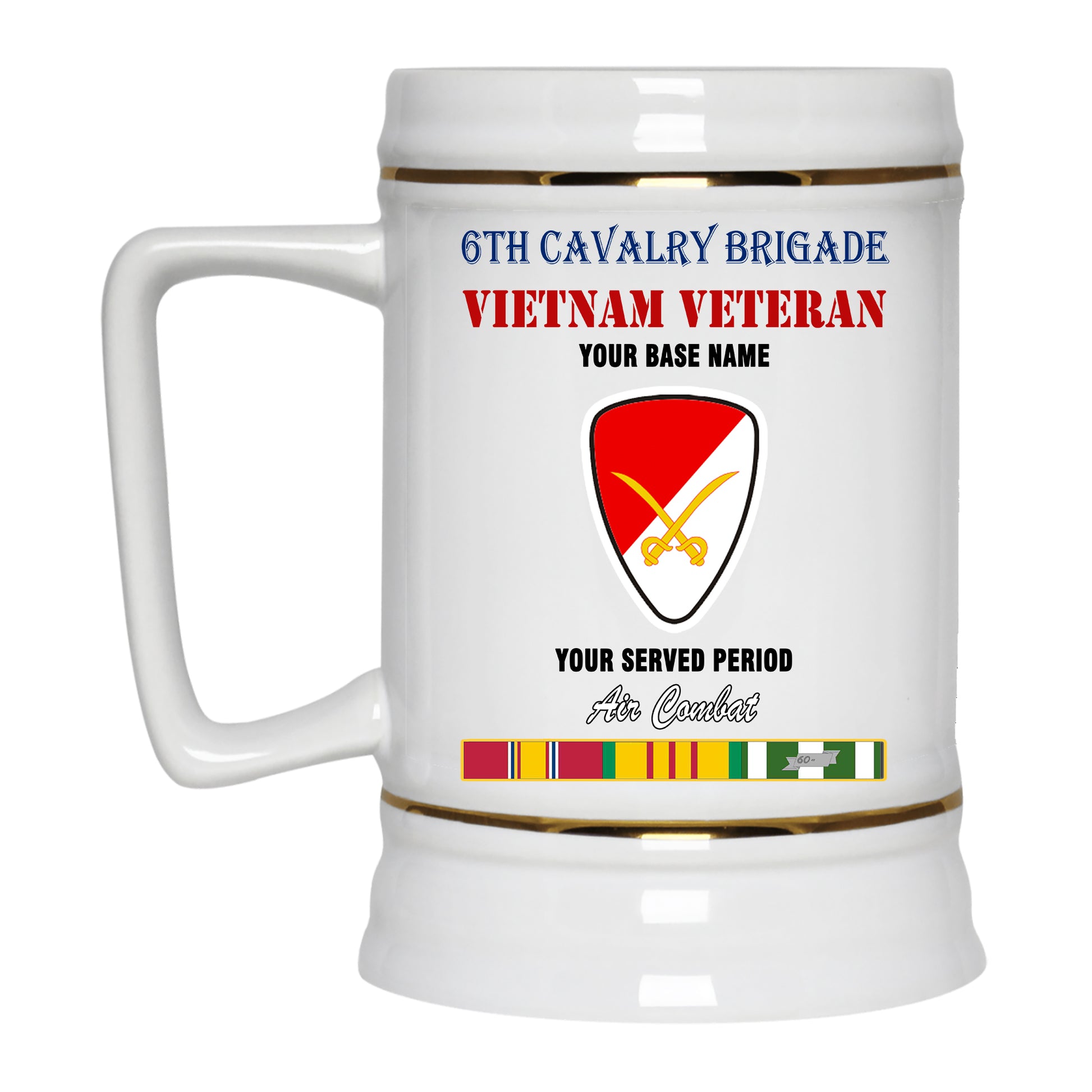 6TH CAVALRY BRIGADE BEER STEIN 22oz GOLD TRIM BEER STEIN