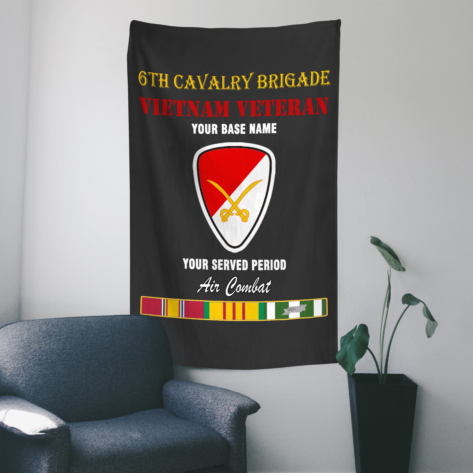 6TH CAVALRY BRIGADE WALL FLAG VERTICAL HORIZONTAL 36 x 60 INCHES WALL FLAG