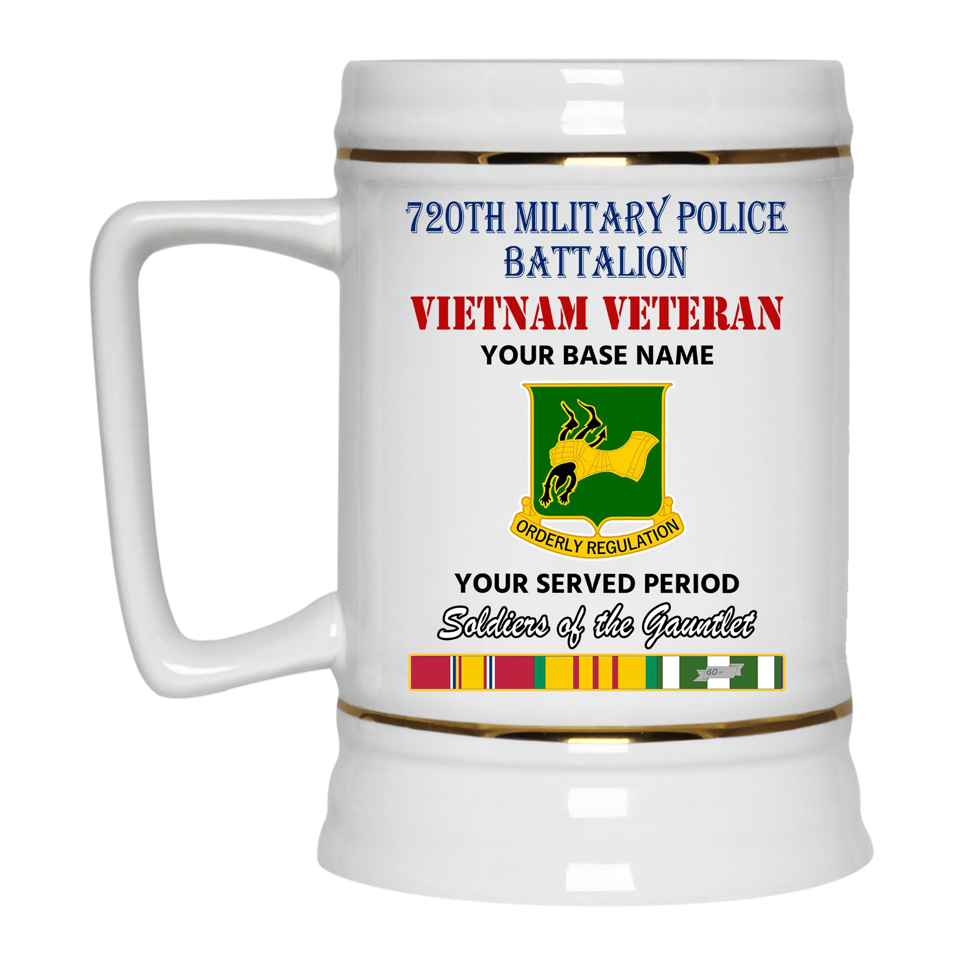 720TH MILITARY POLICE BATTALION BEER STEIN 22oz GOLD TRIM BEER STEIN