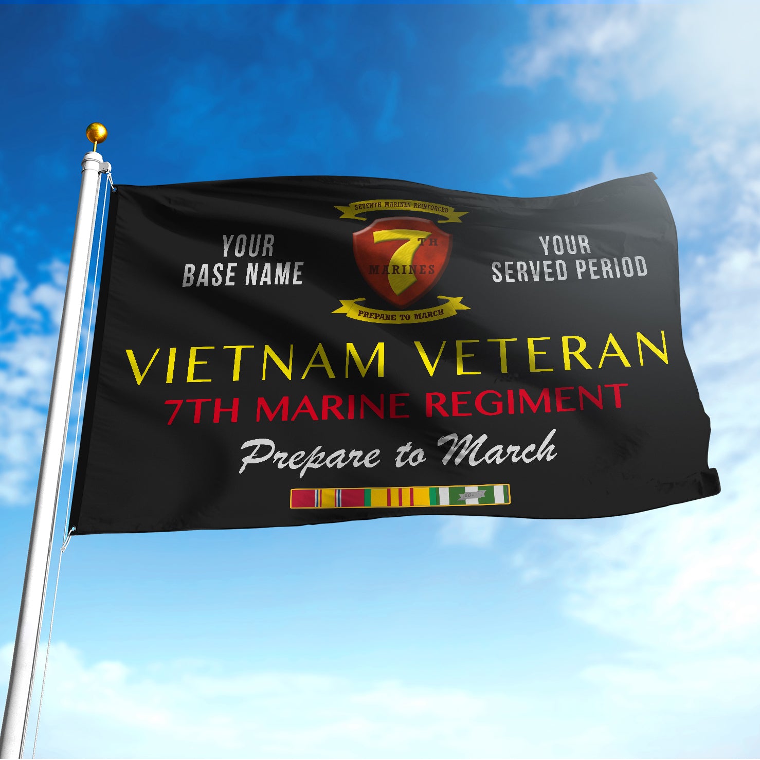 7TH MARINE REGIMENT DOUBLE-SIDED PRINTED 30"x40" FLAG