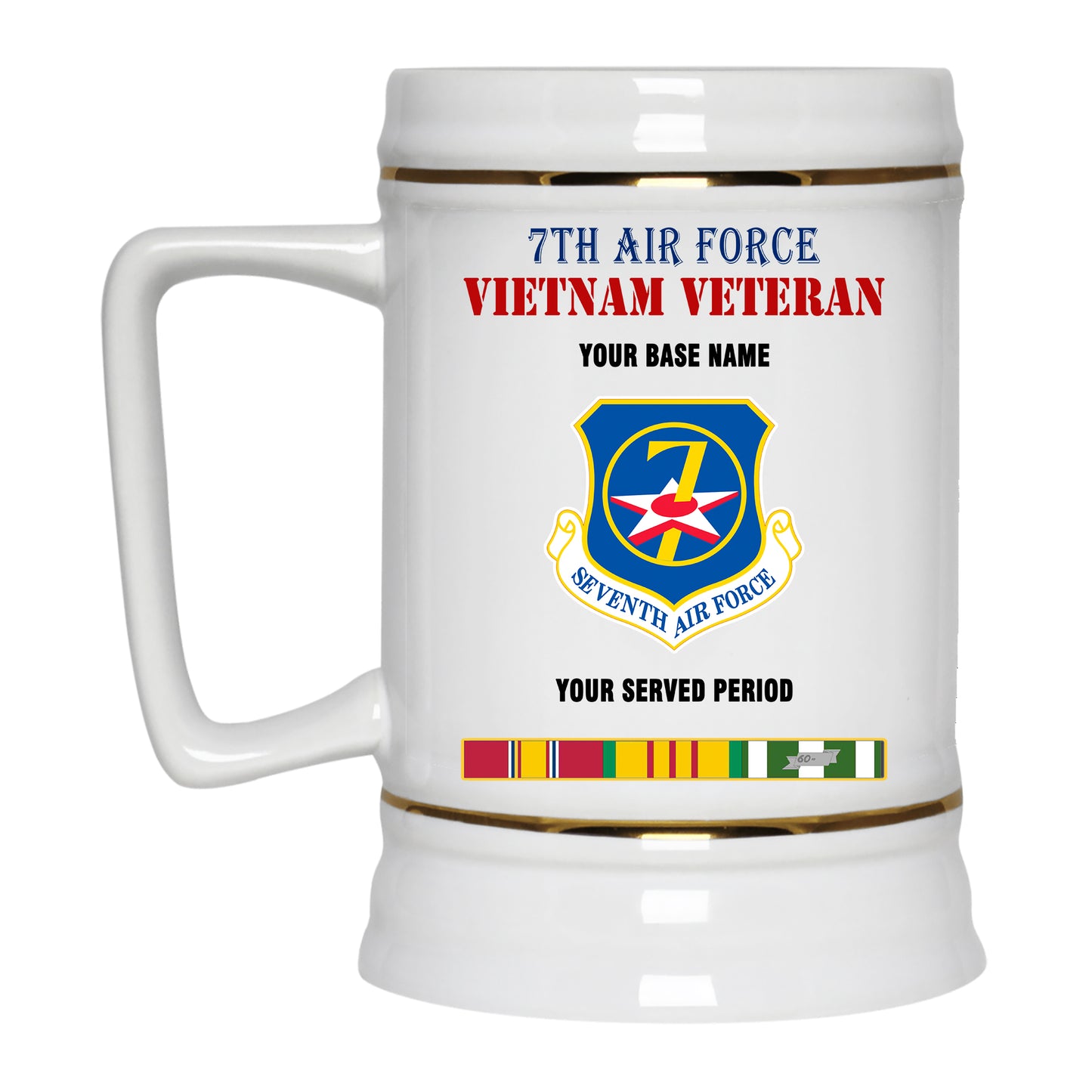 7TH AIR FORCE BEER STEIN 22oz GOLD TRIM BEER STEIN