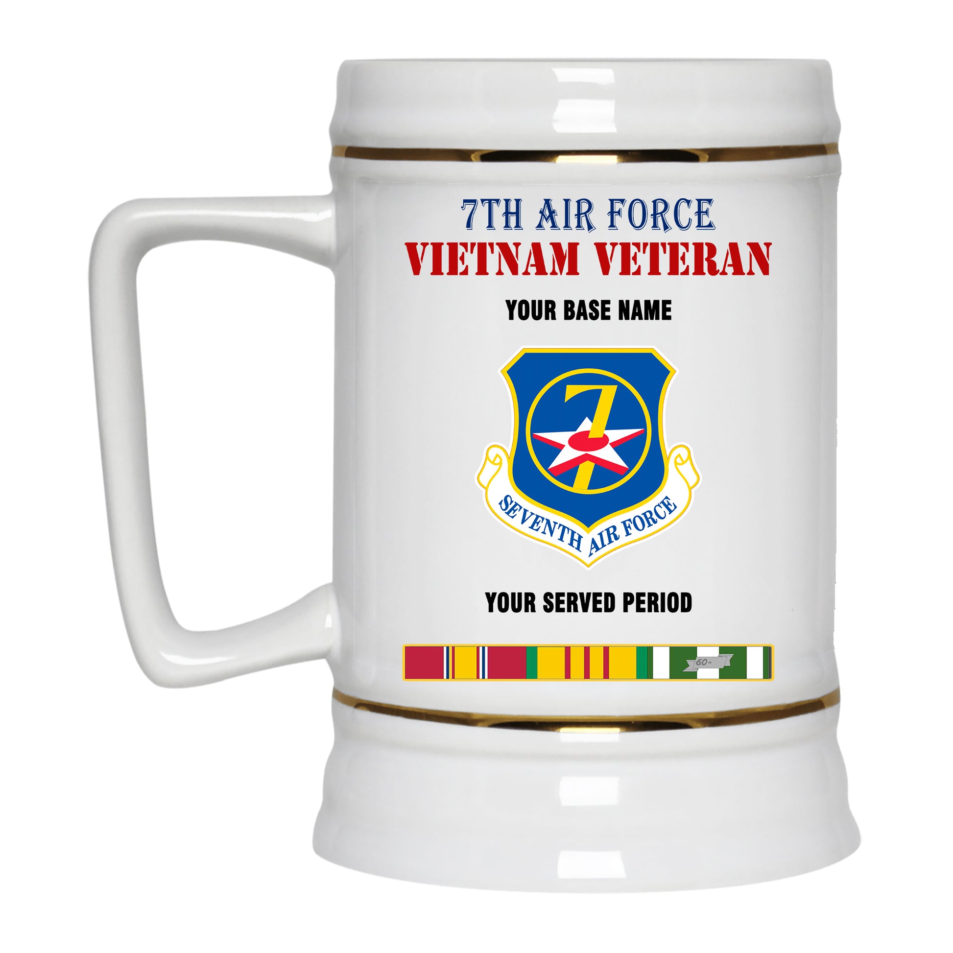 7TH AIR FORCE BEER STEIN 22oz GOLD TRIM BEER STEIN