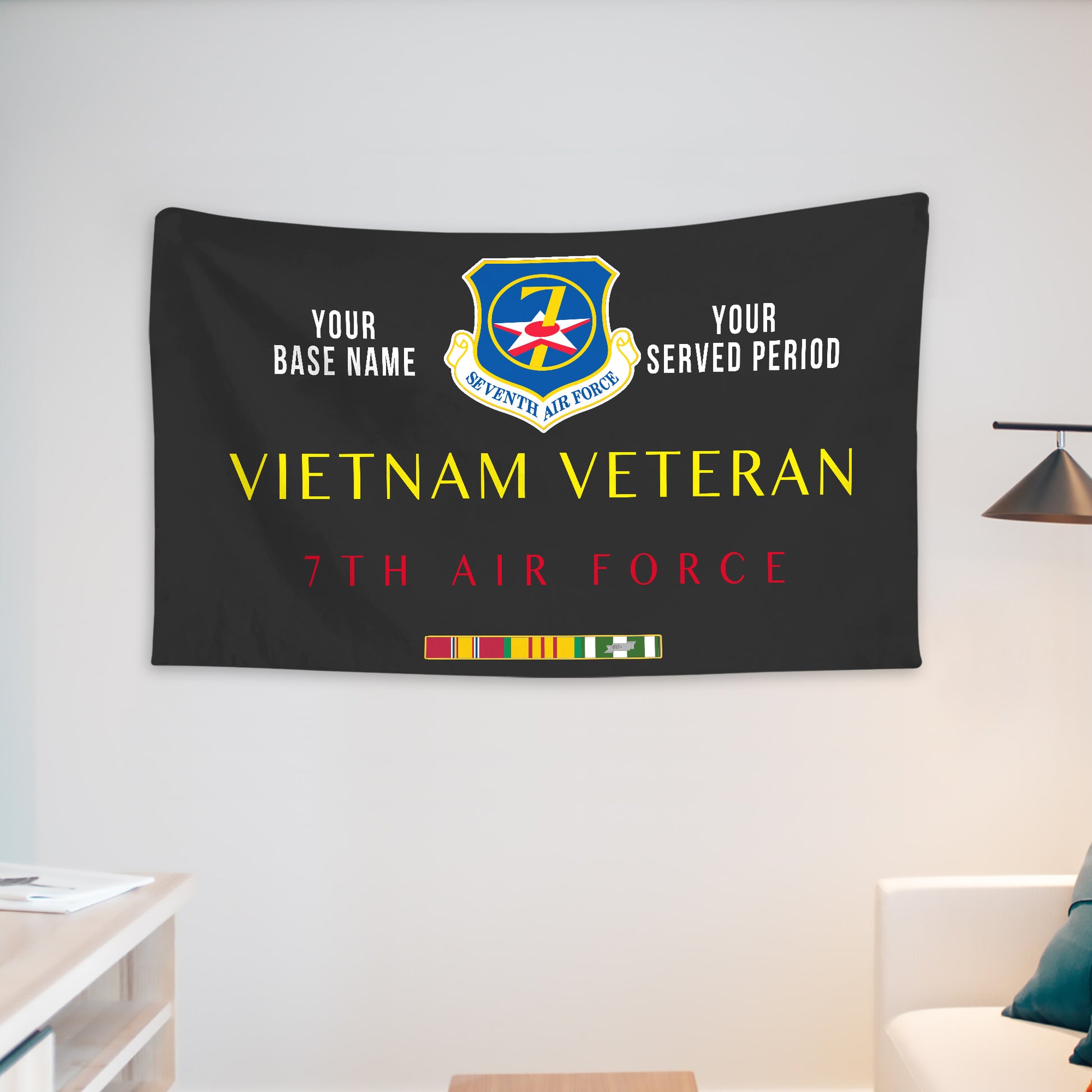 7TH AIR FORCE WALL FLAG VERTICAL HORIZONTAL 36 x 60 INCHES WALL FLAG