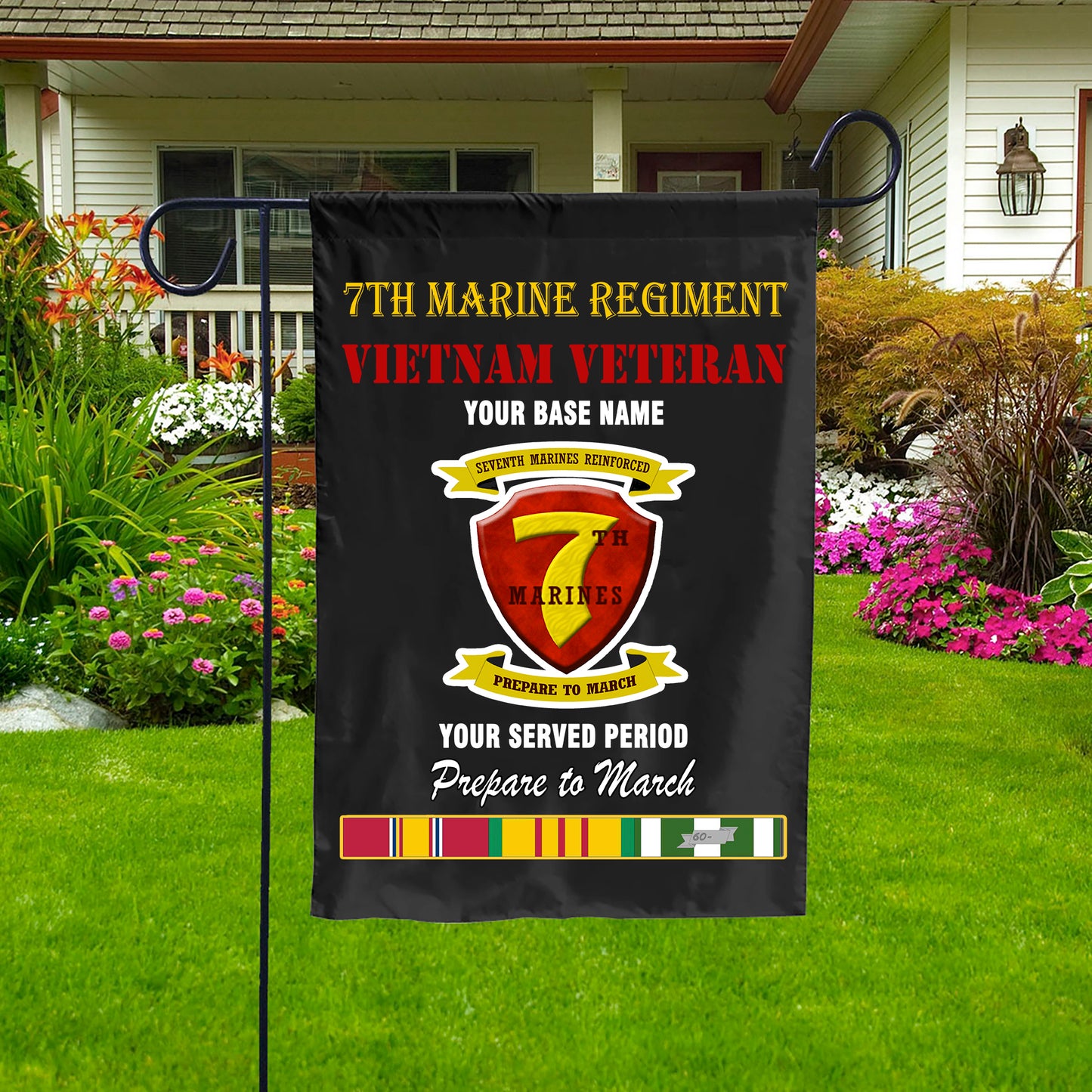 7TH MARINE REGIMENT DOUBLE-SIDED PRINTED 12"x18" GARDEN FLAG