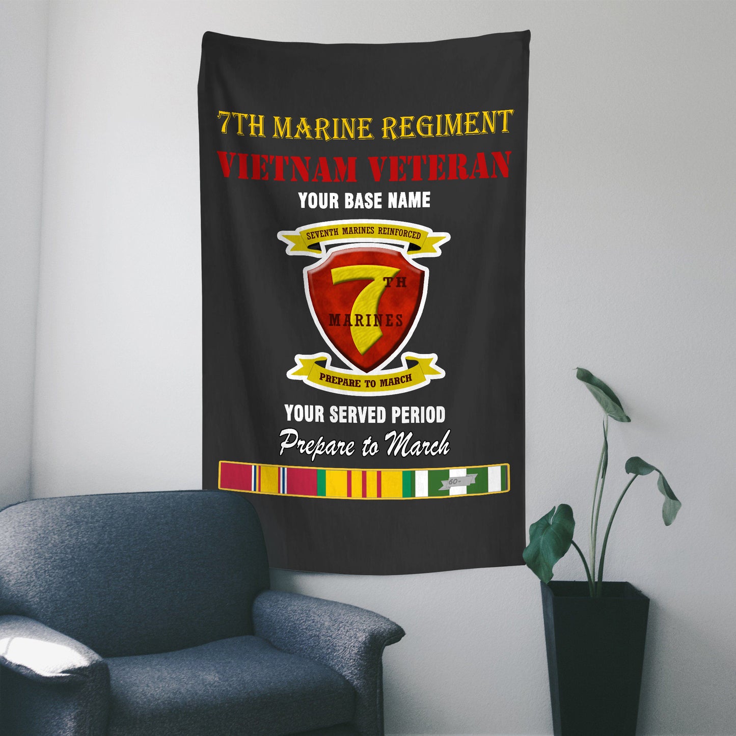7TH MARINE REGIMENT WALL FLAG VERTICAL HORIZONTAL 36 x 60 INCHES WALL FLAG