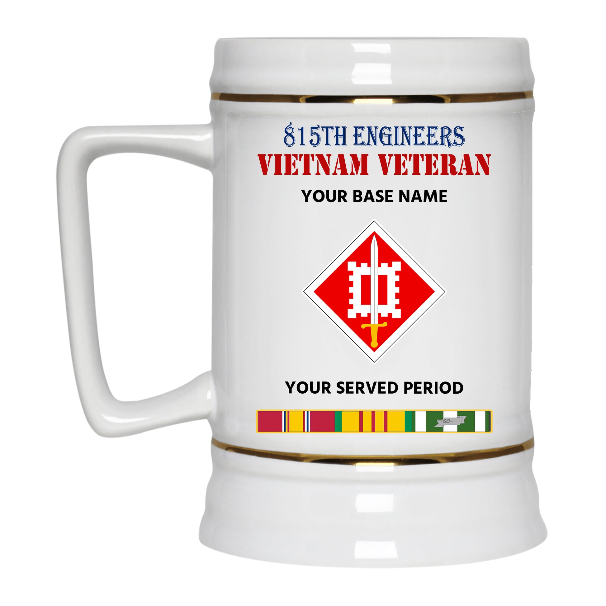 815TH ENGINEERS BEER STEIN 22oz GOLD TRIM BEER STEIN