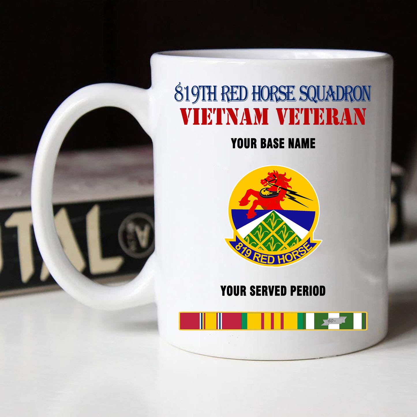 819TH RED HORSE SQUADRON BLACK WHITE 11oz 15oz COFFEE MUG