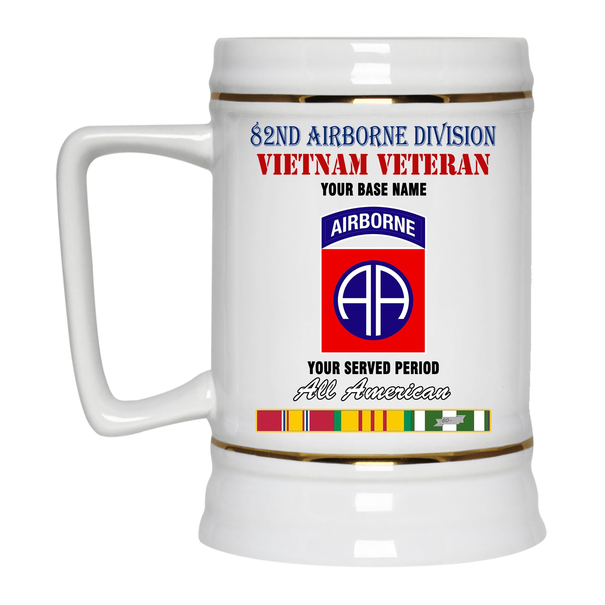 82ND AIRBORNE DIVISION BEER STEIN 22oz GOLD TRIM BEER STEIN