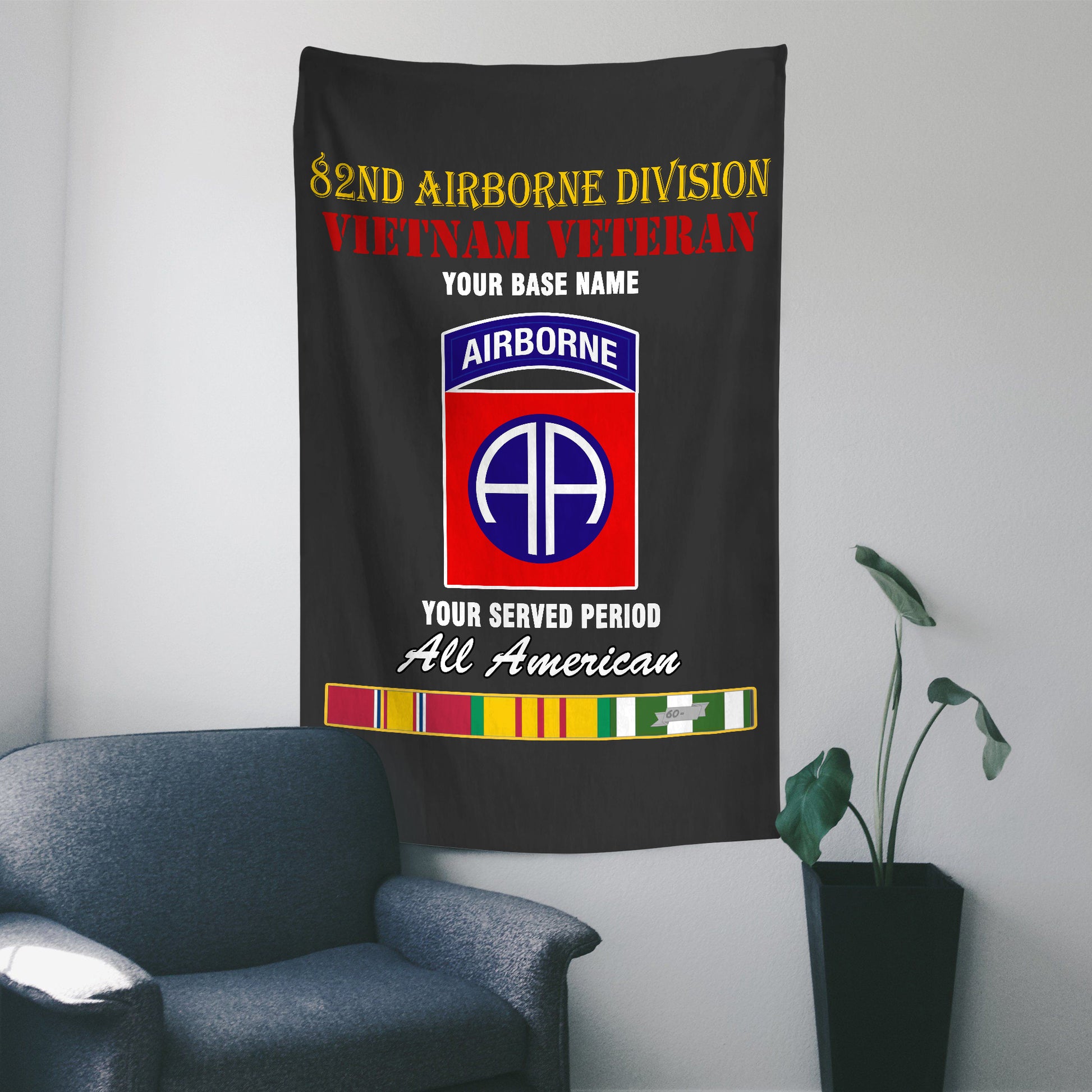 82ND AIRBORNE DIVISION WALL FLAG VERTICAL HORIZONTAL 36 x 60 INCHES WALL FLAG